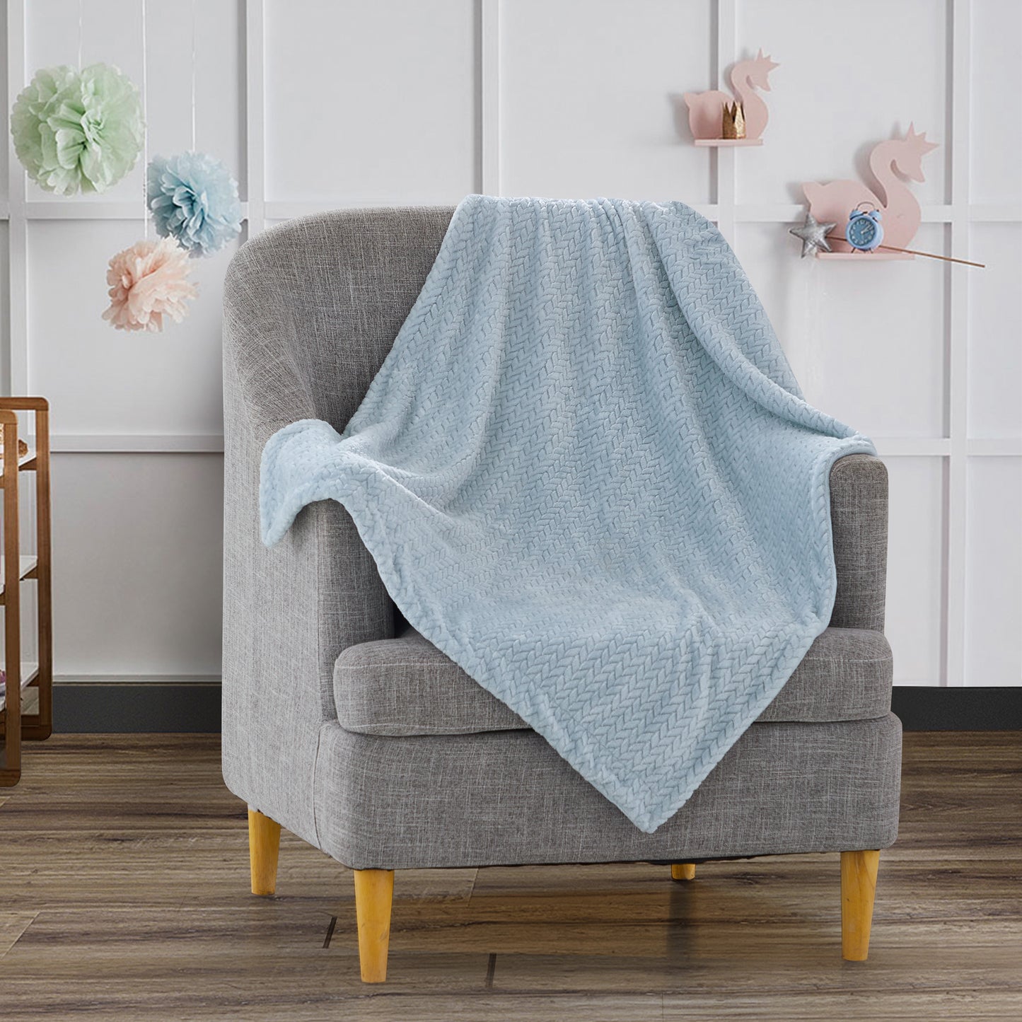 Mon Lapin by Thesis Textured Weave Embossed Baby Blanket - Powder