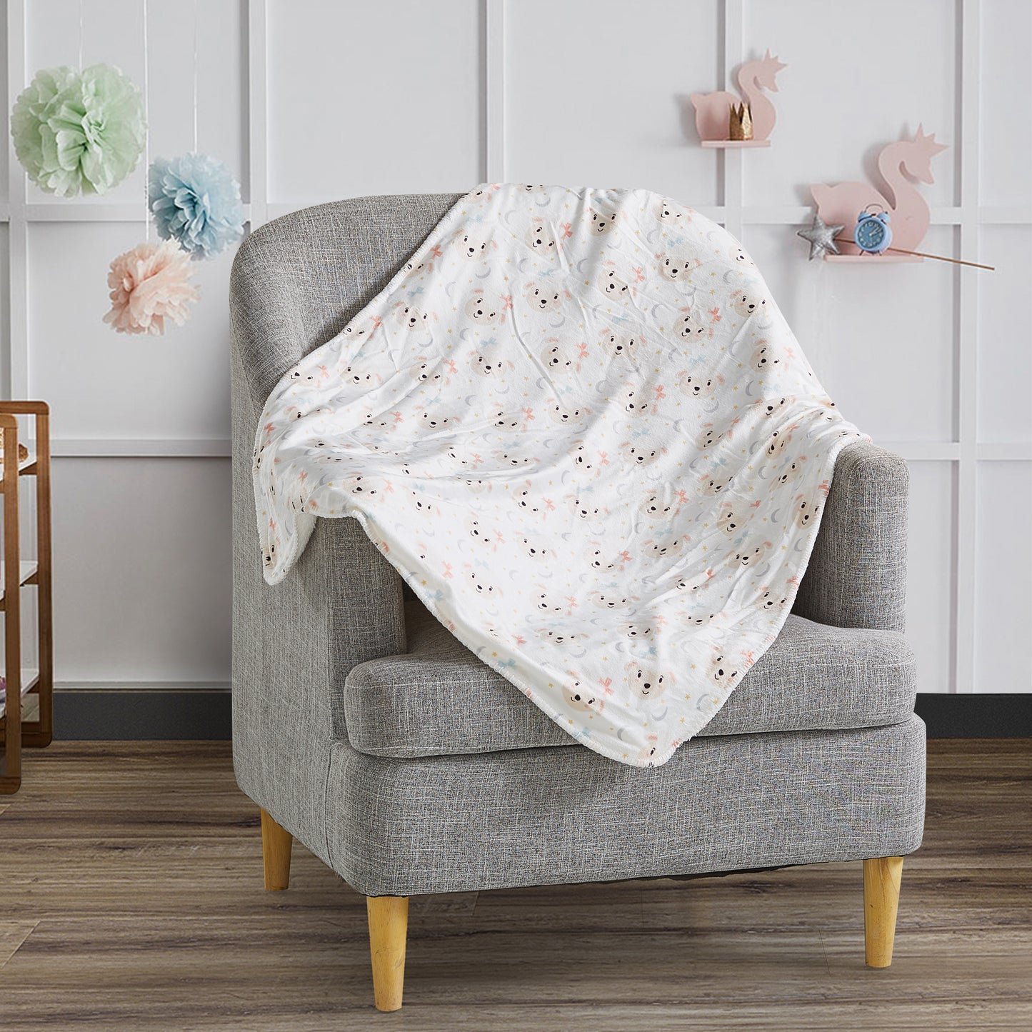 Mon Lapin by Thesis Print Mink Baby Blanket - Lamb