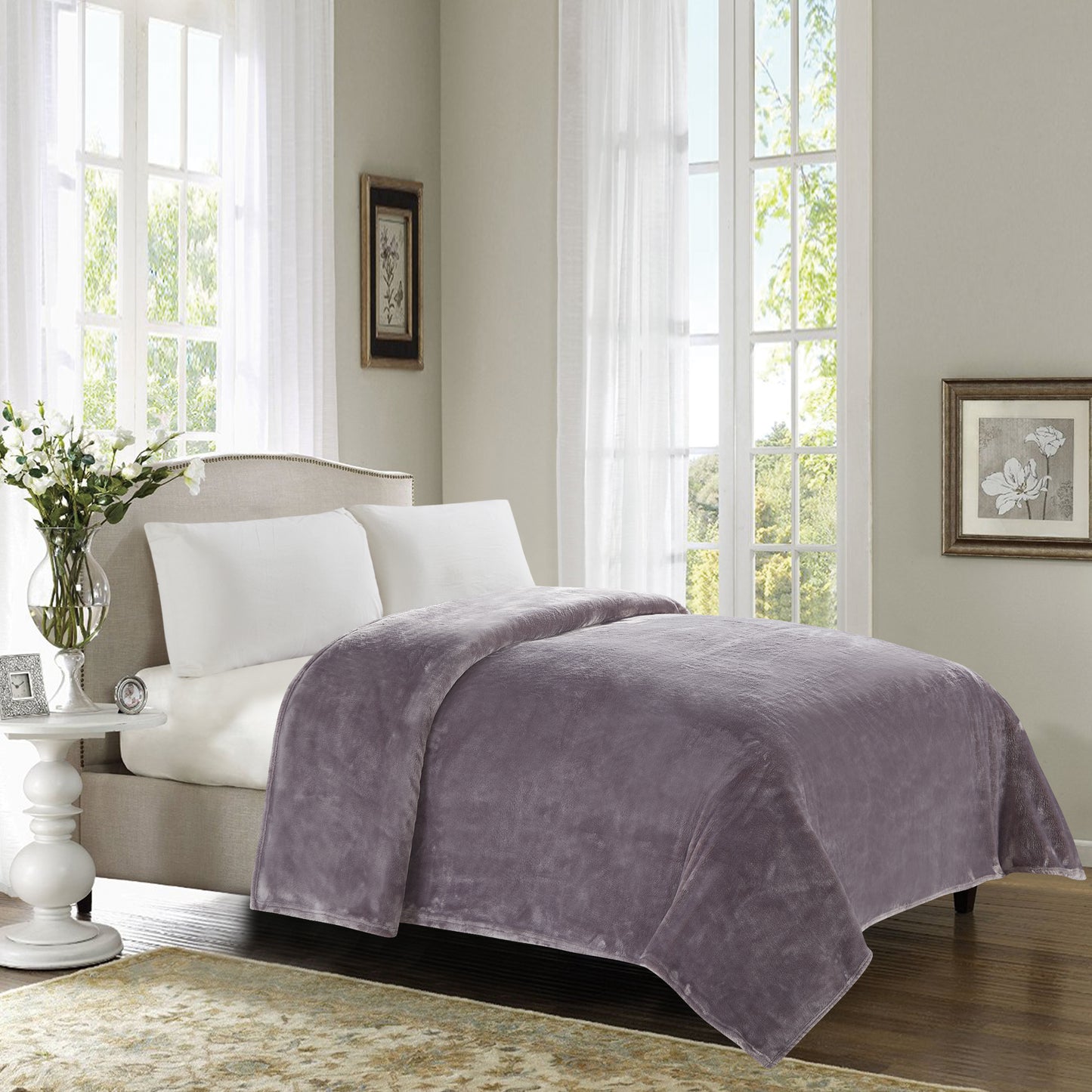 500 Series Solid Ultra Plush Blanket - Silver Mauve