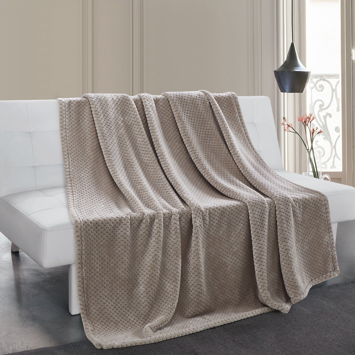 500 Series Classic Textured Oversized Throw - Stone