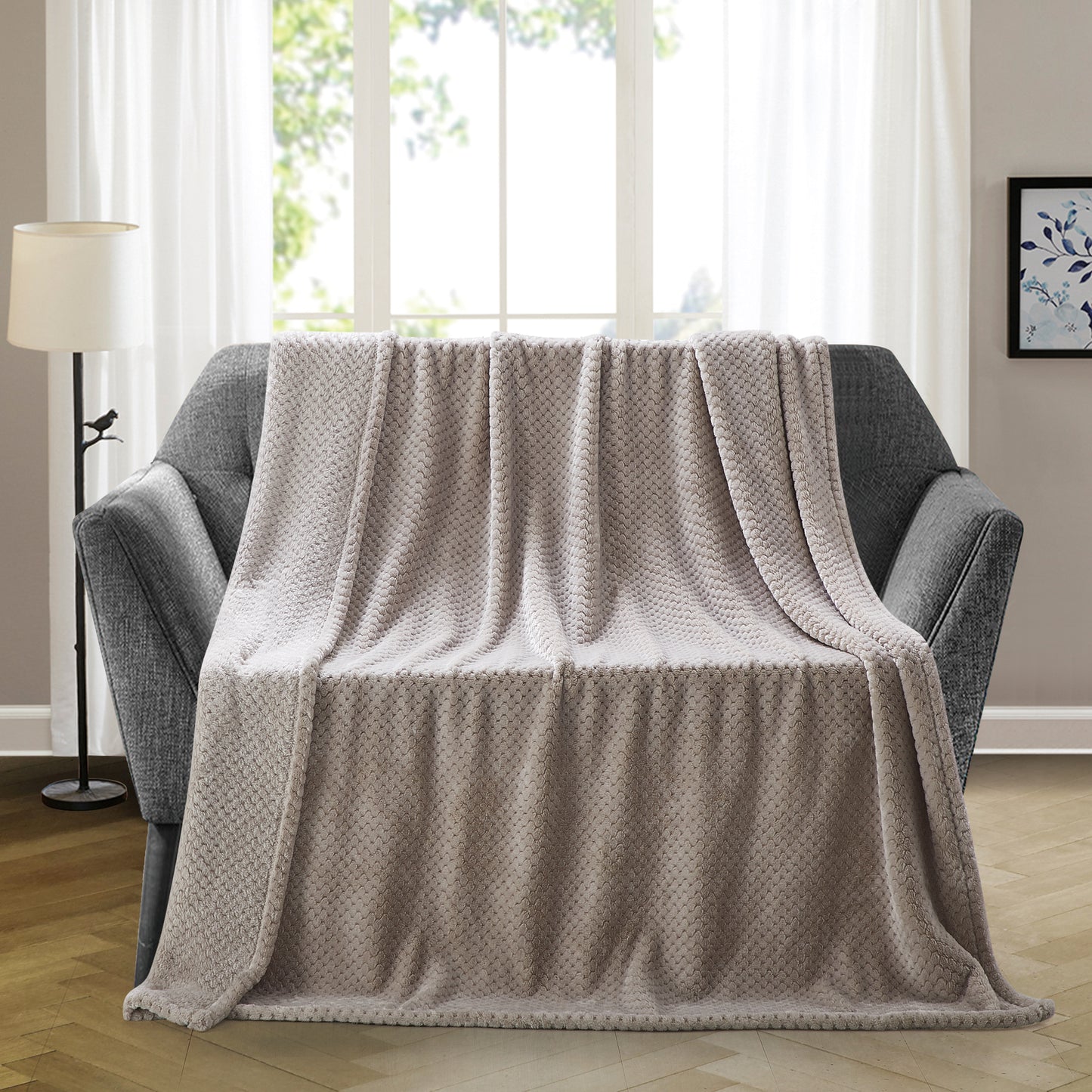 500 Series Classic Textured Oversized Throw - Stone