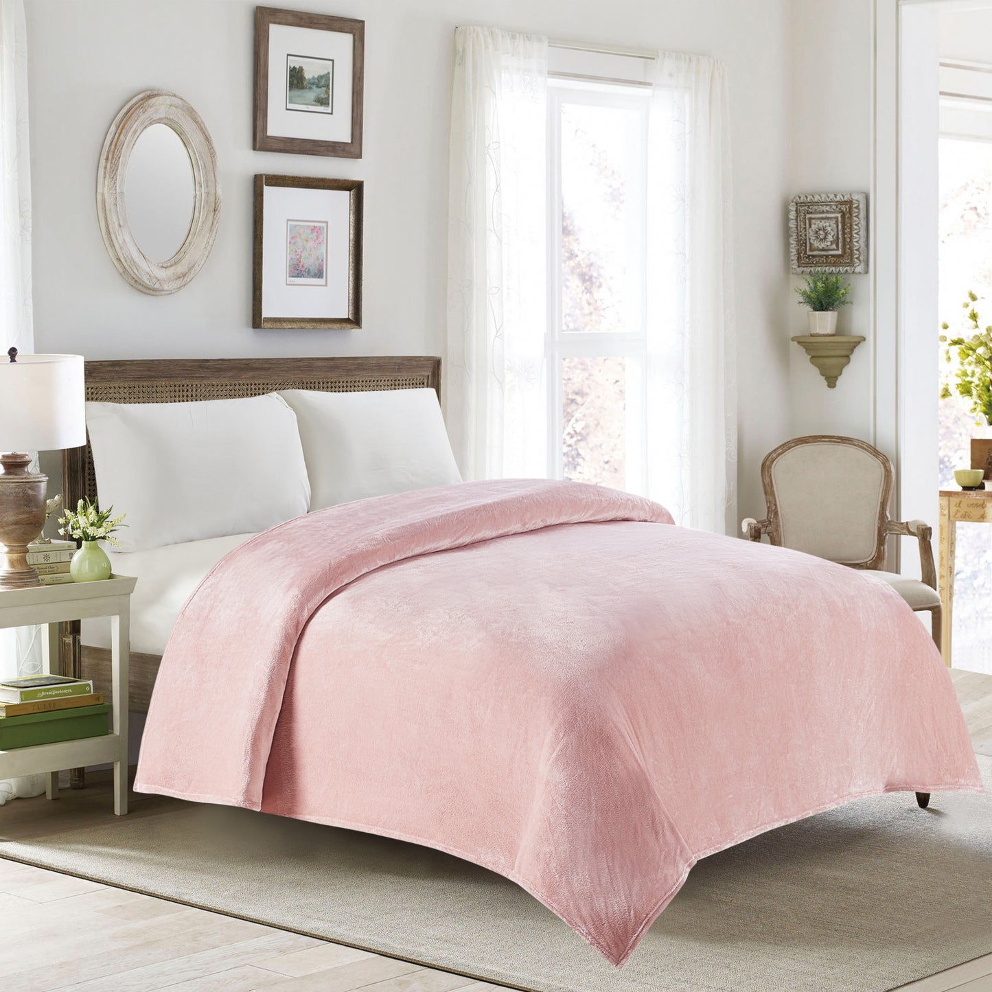 Classic Solid Fleece Throw - Blush