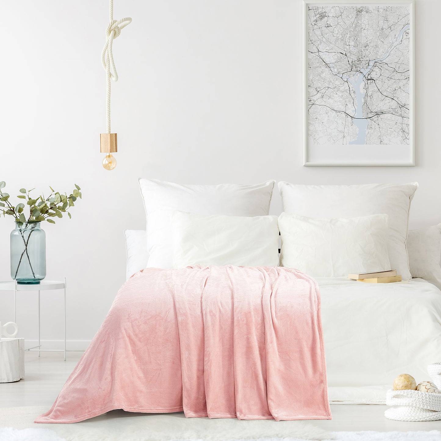 Classic Solid Fleece Throw - Blush
