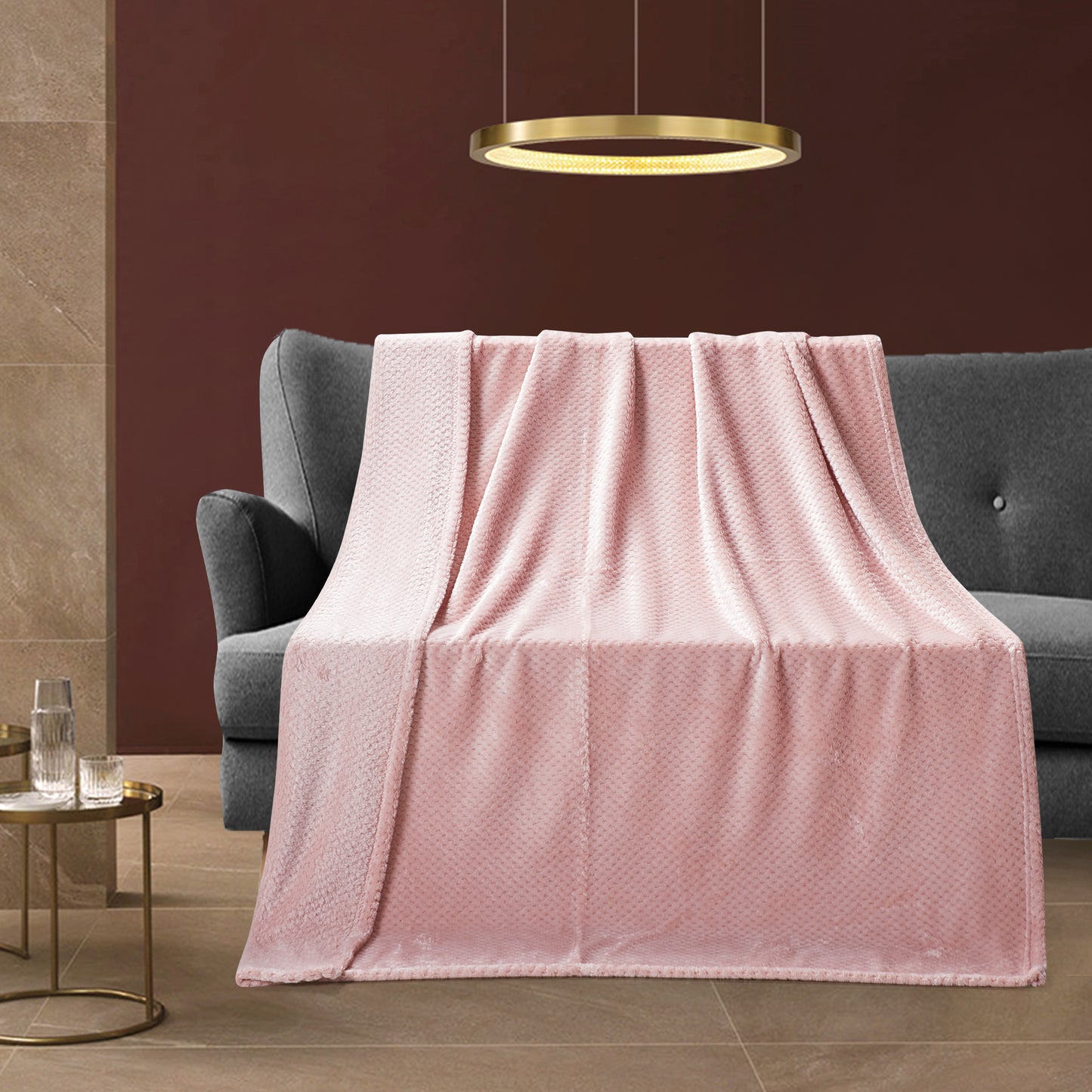 Classic Textured Fleece Throw - Blush