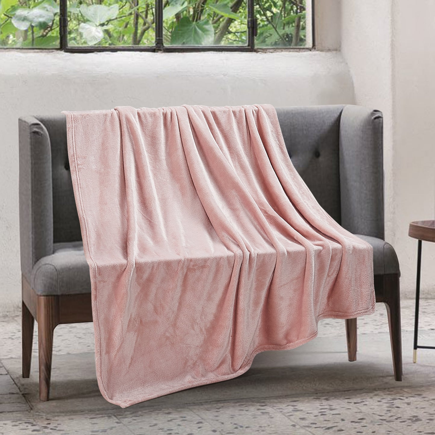 Classic Solid Fleece Throw - Blush