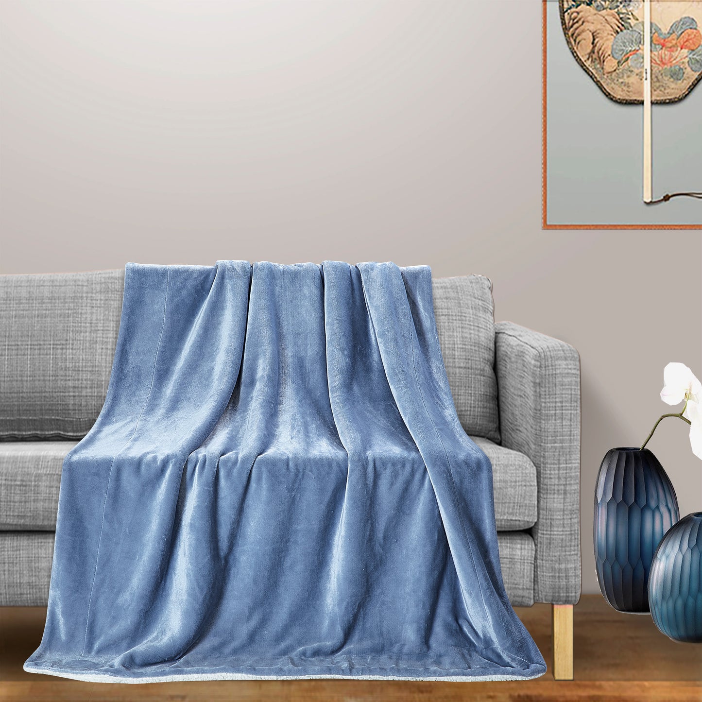 Classic Sherpa Throw - Chambray