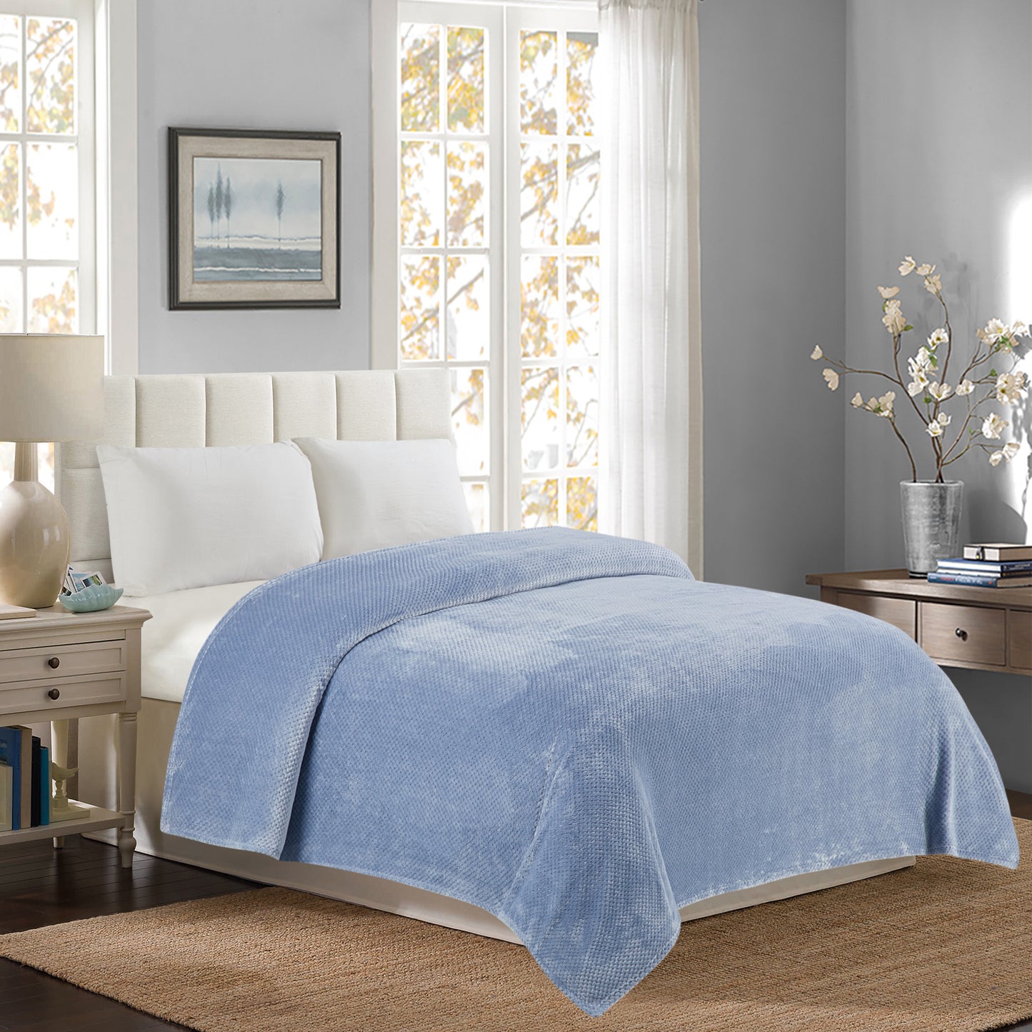 Classic Textured Fleece Throw - Chambray