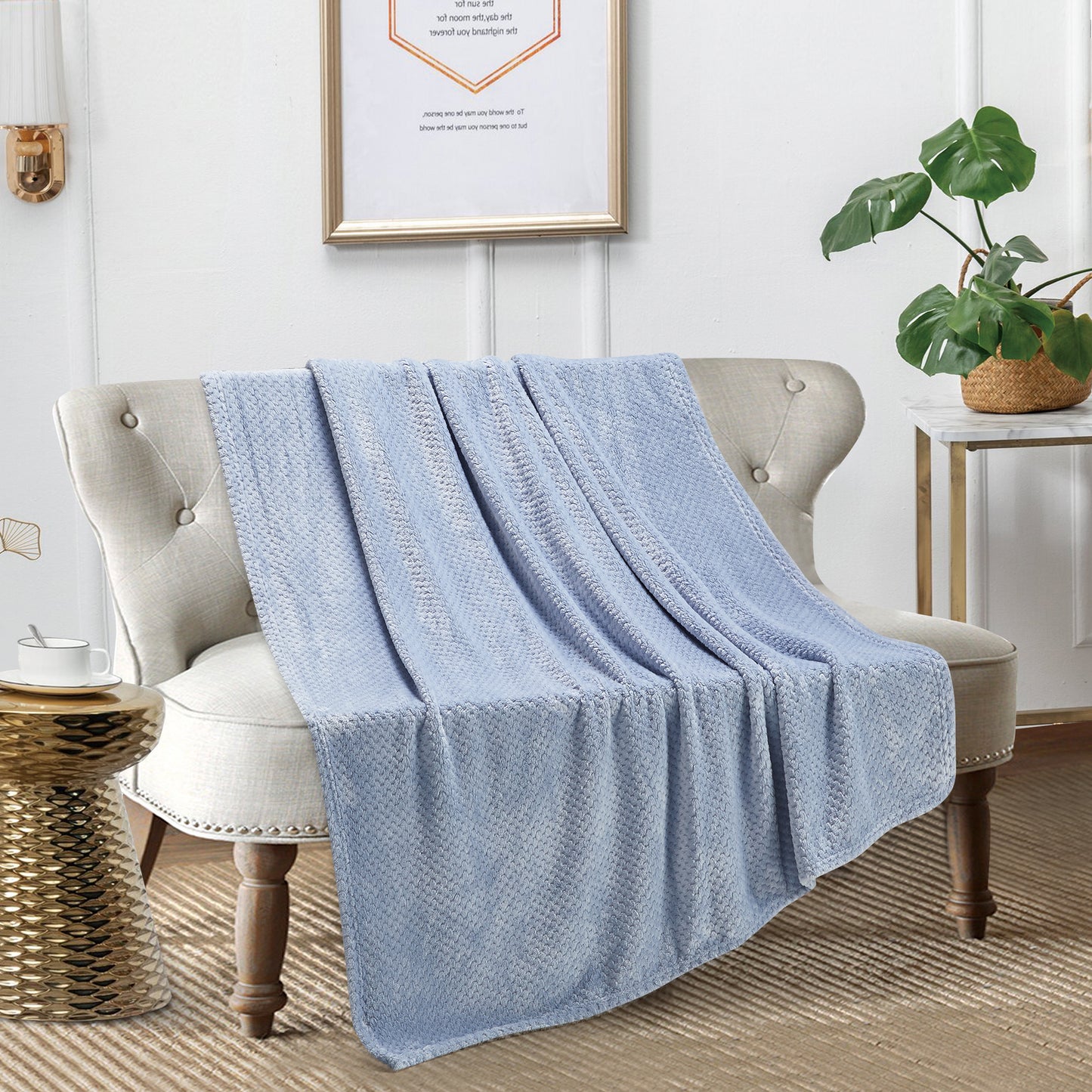 Classic Textured Fleece Throw - Chambray