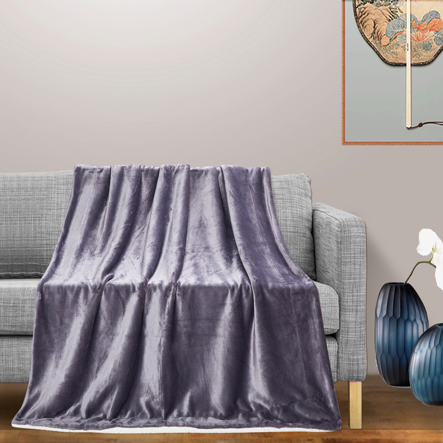 Classic Sherpa Throw - Charcoal