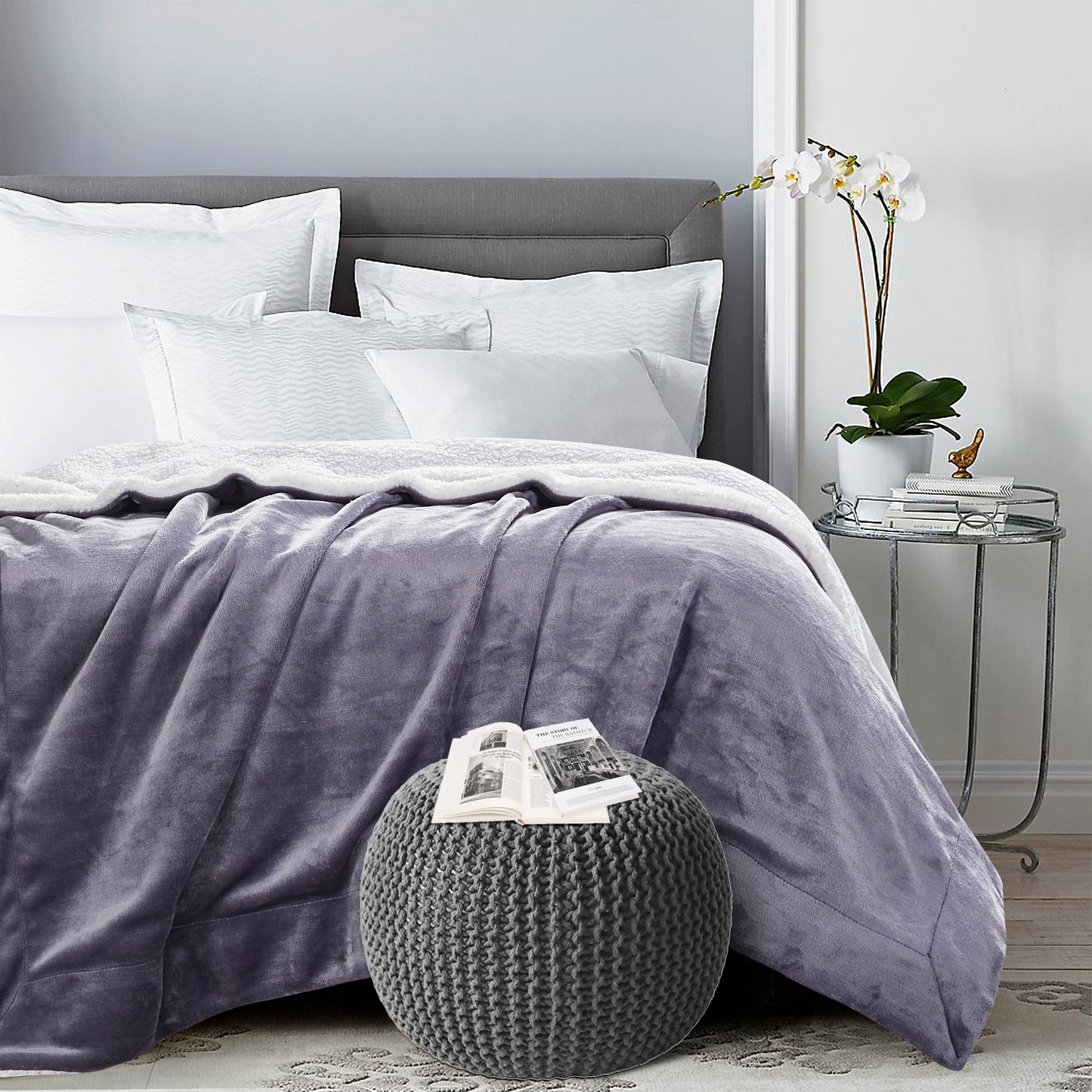 Classic Sherpa Throw - Charcoal
