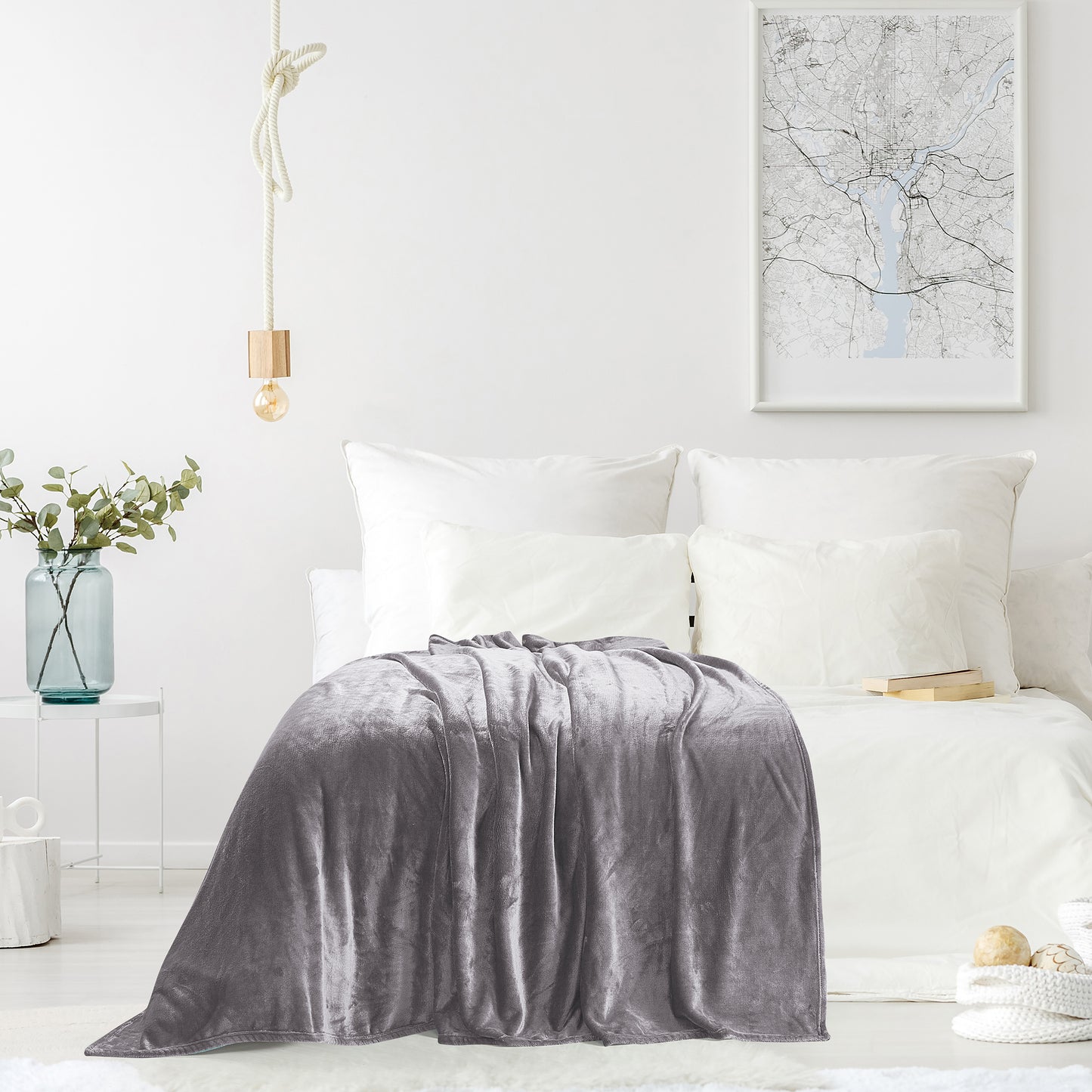 Classic Solid Fleece Throw - Charcoal