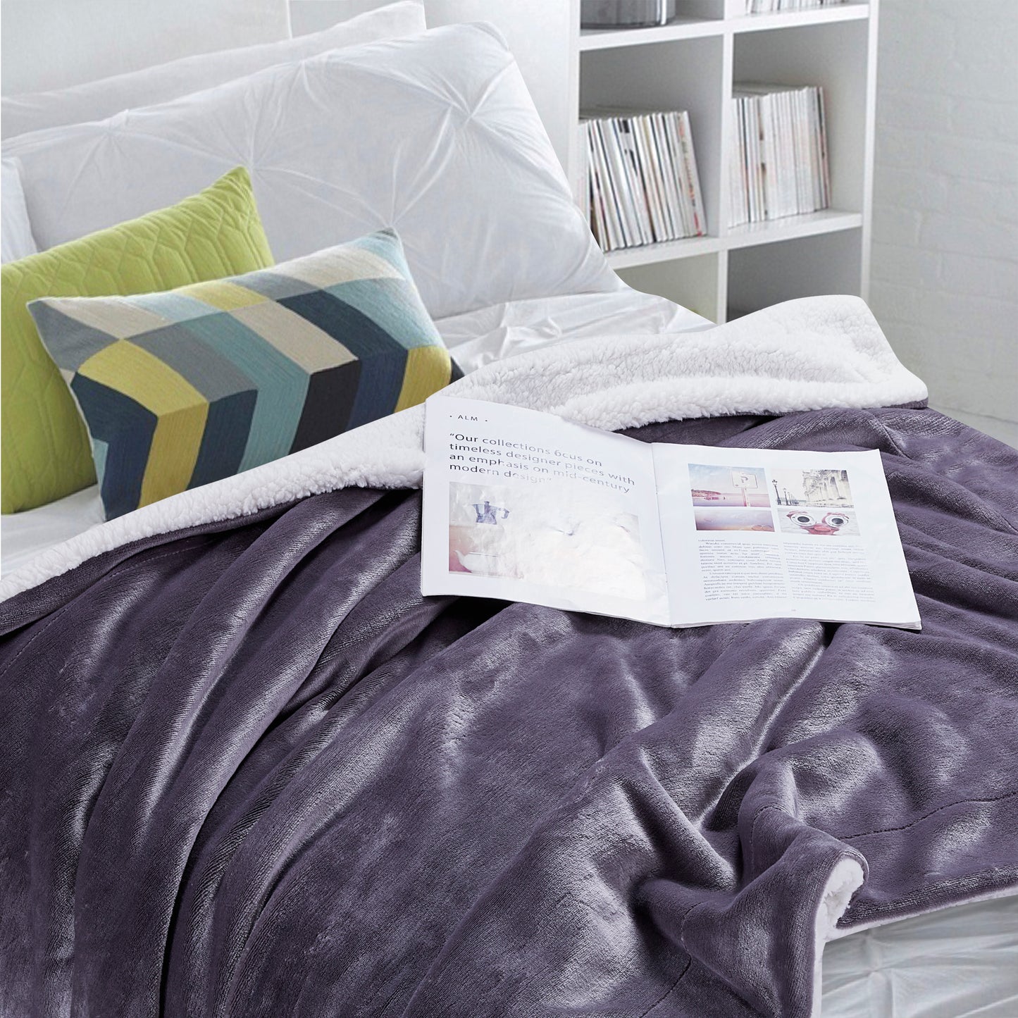 Classic Sherpa Throw - Charcoal