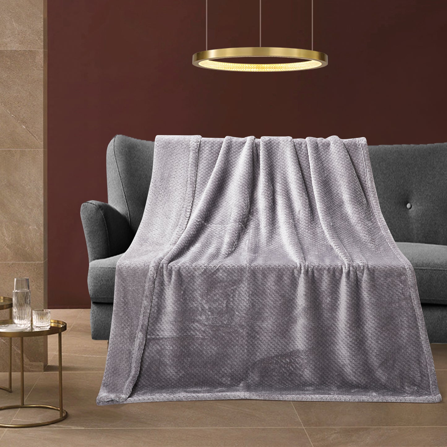 Classic Textured Fleece Blanket - Charcoal