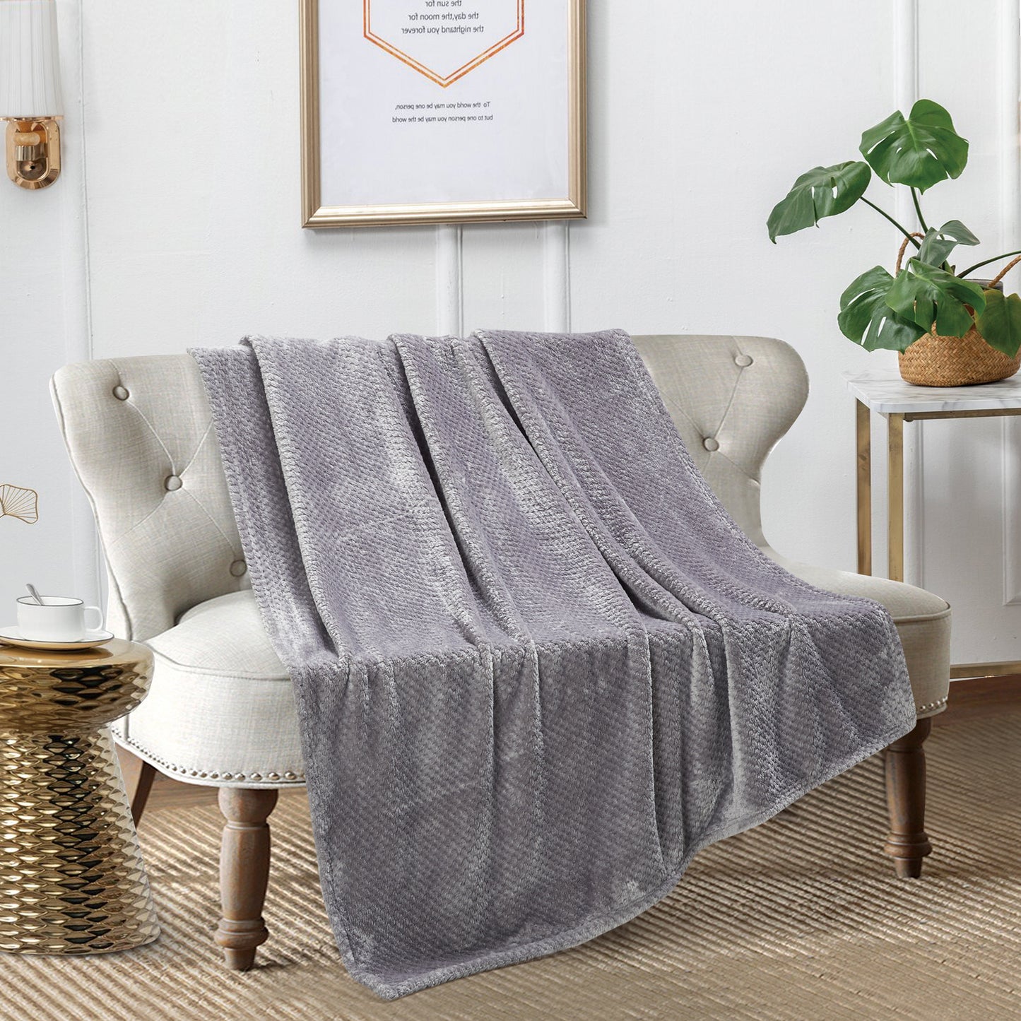 Classic Textured Fleece Blanket - Charcoal