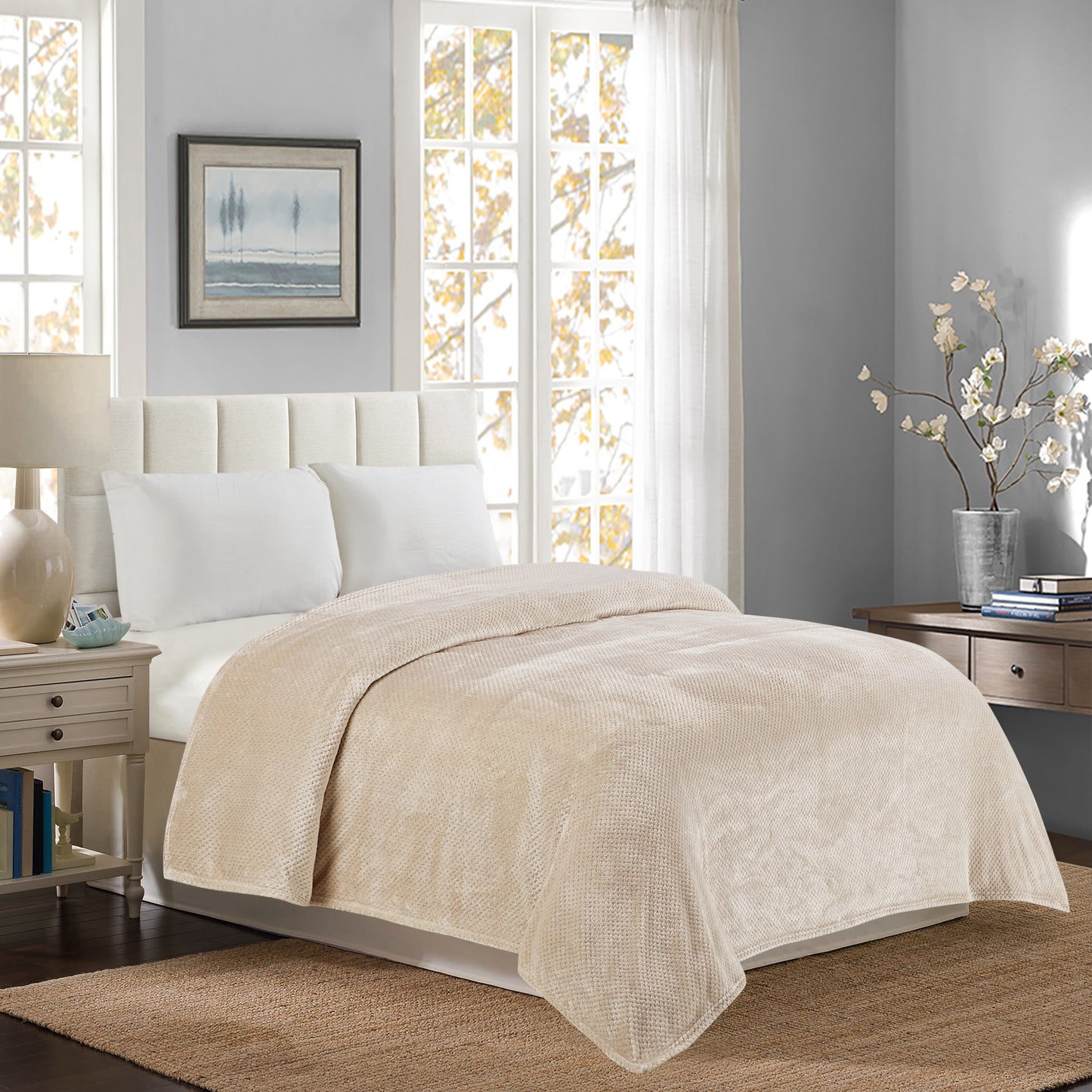 Classic Textured Fleece Throw - Linen
