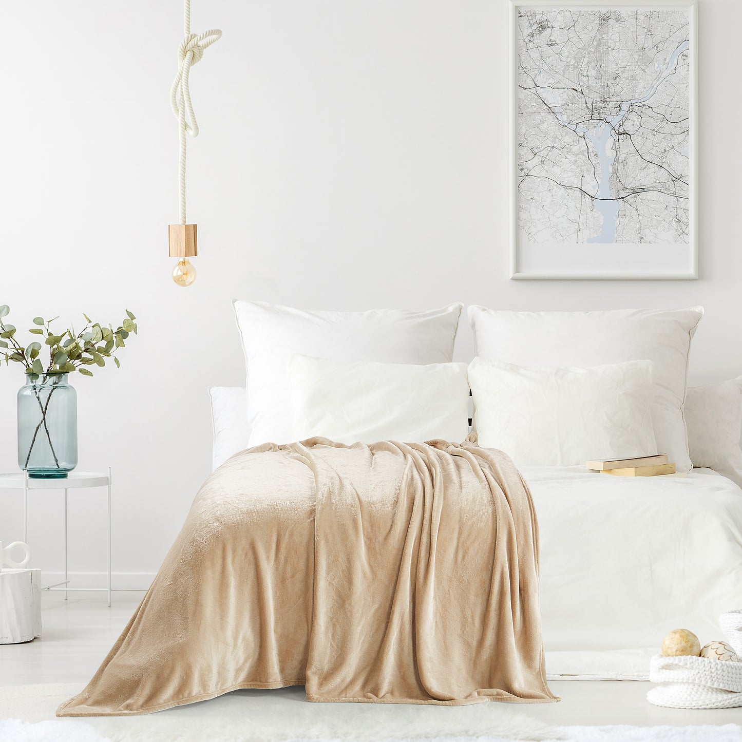 Classic Solid Fleece Throw - Linen