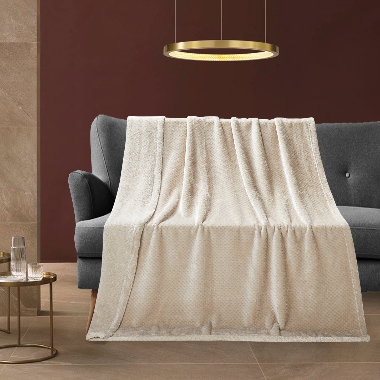 Classic Textured Fleece Throw - Linen