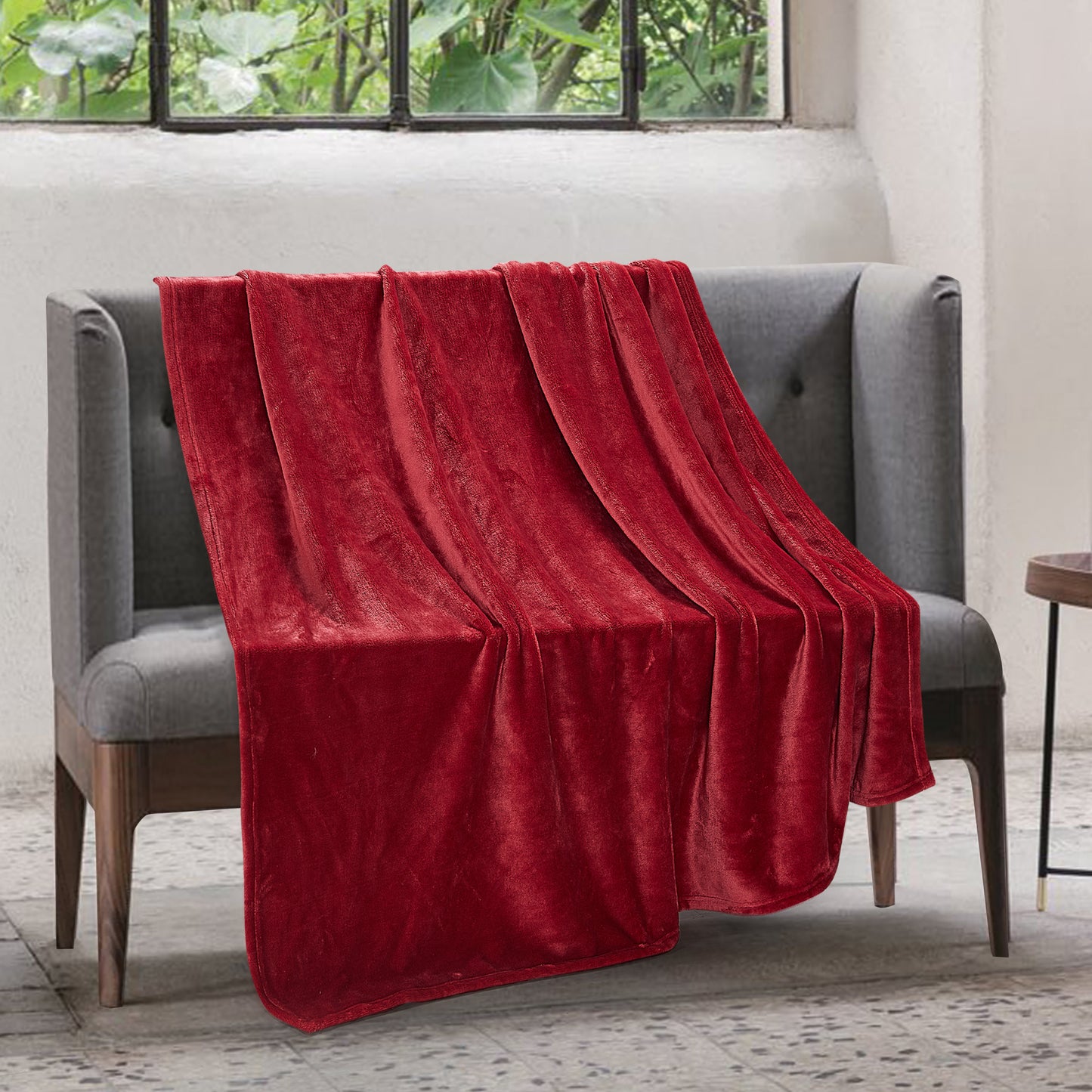 Classic Solid Fleece Throw - Merlot