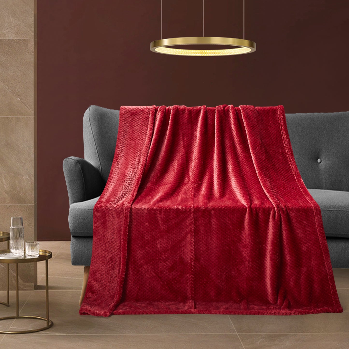 Classic Textured Fleece Blanket - Merlot