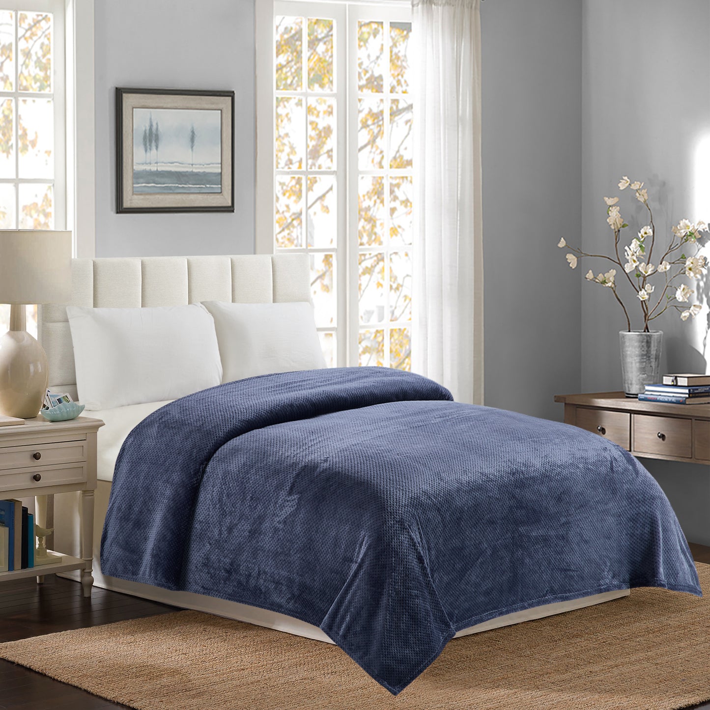 Classic Textured Fleece Throw - Midnight