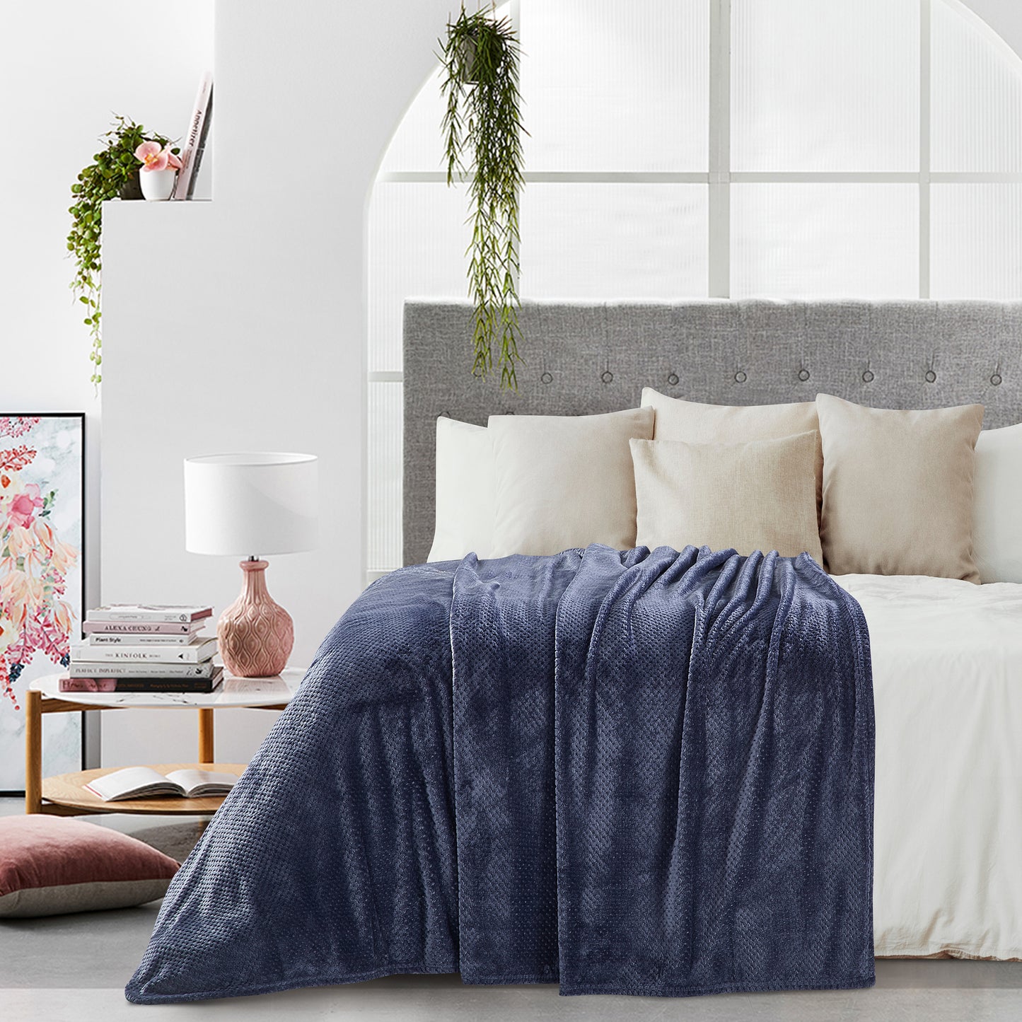 Classic Textured Fleece Throw - Midnight
