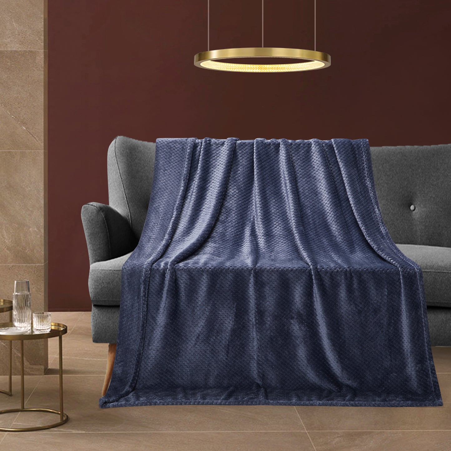 Classic Textured Fleece Throw - Midnight