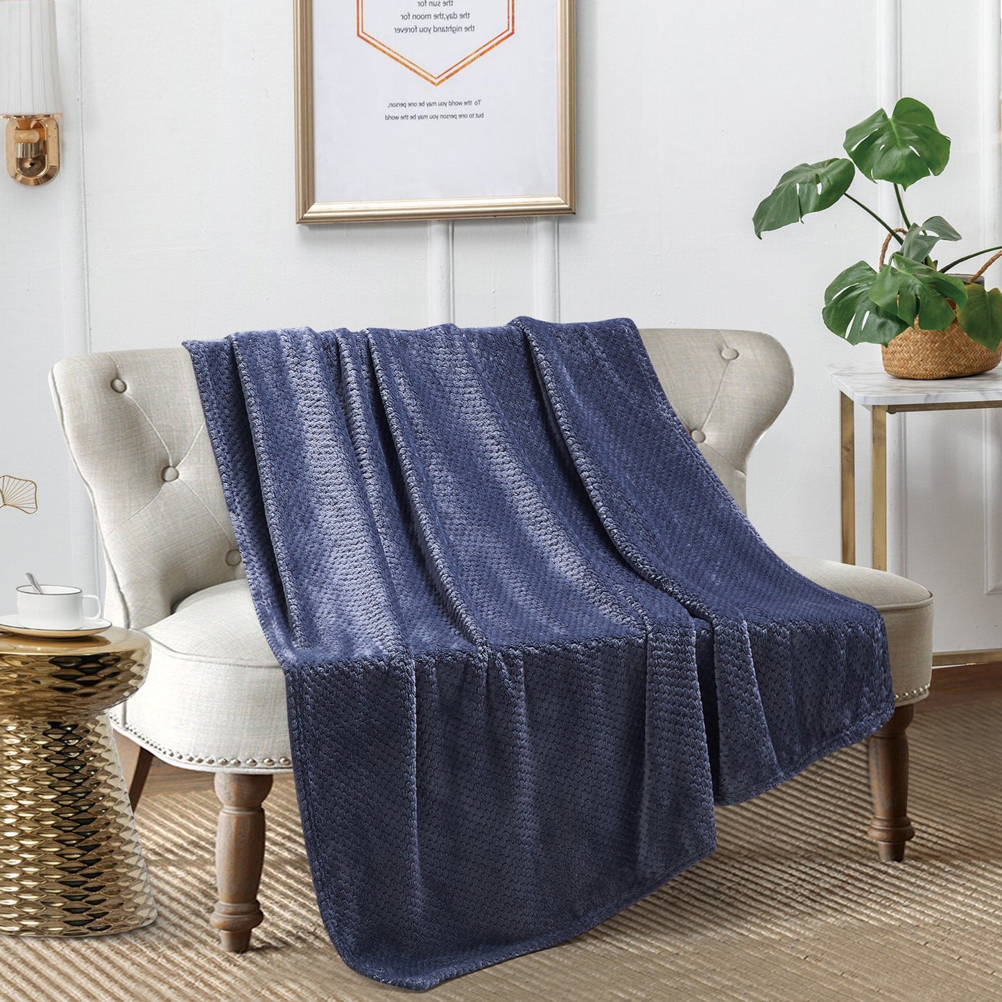 Classic Textured Fleece Throw - Midnight
