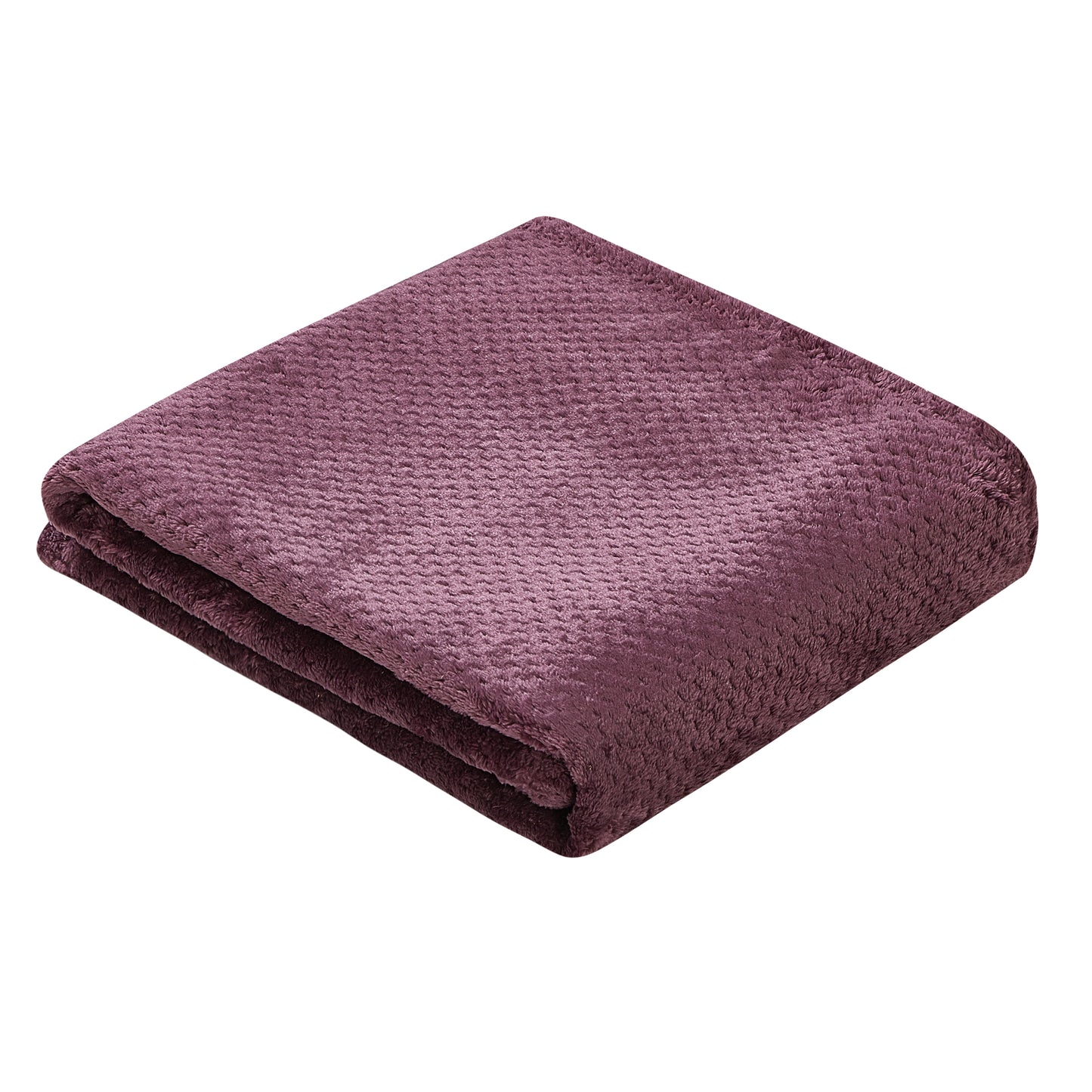 Classic Textured Fleece Throw - Plum