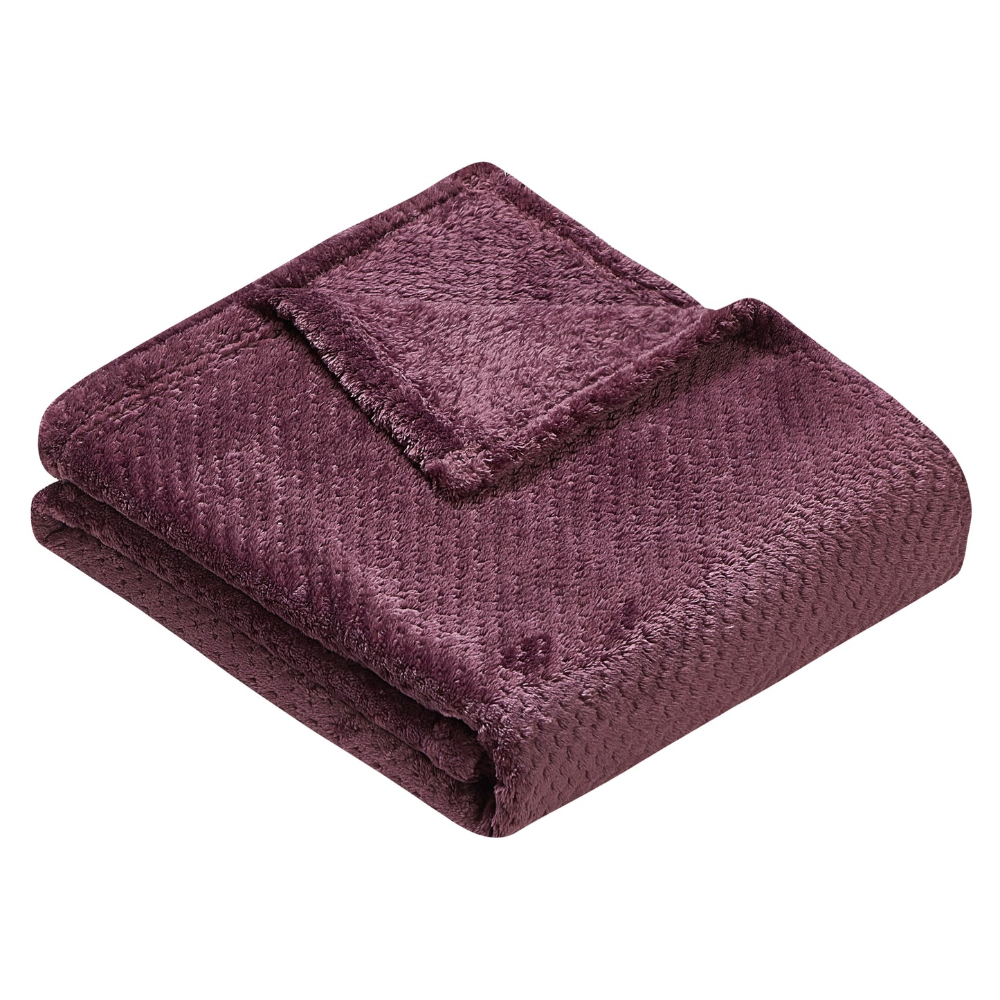 Classic Textured Fleece Throw - Plum