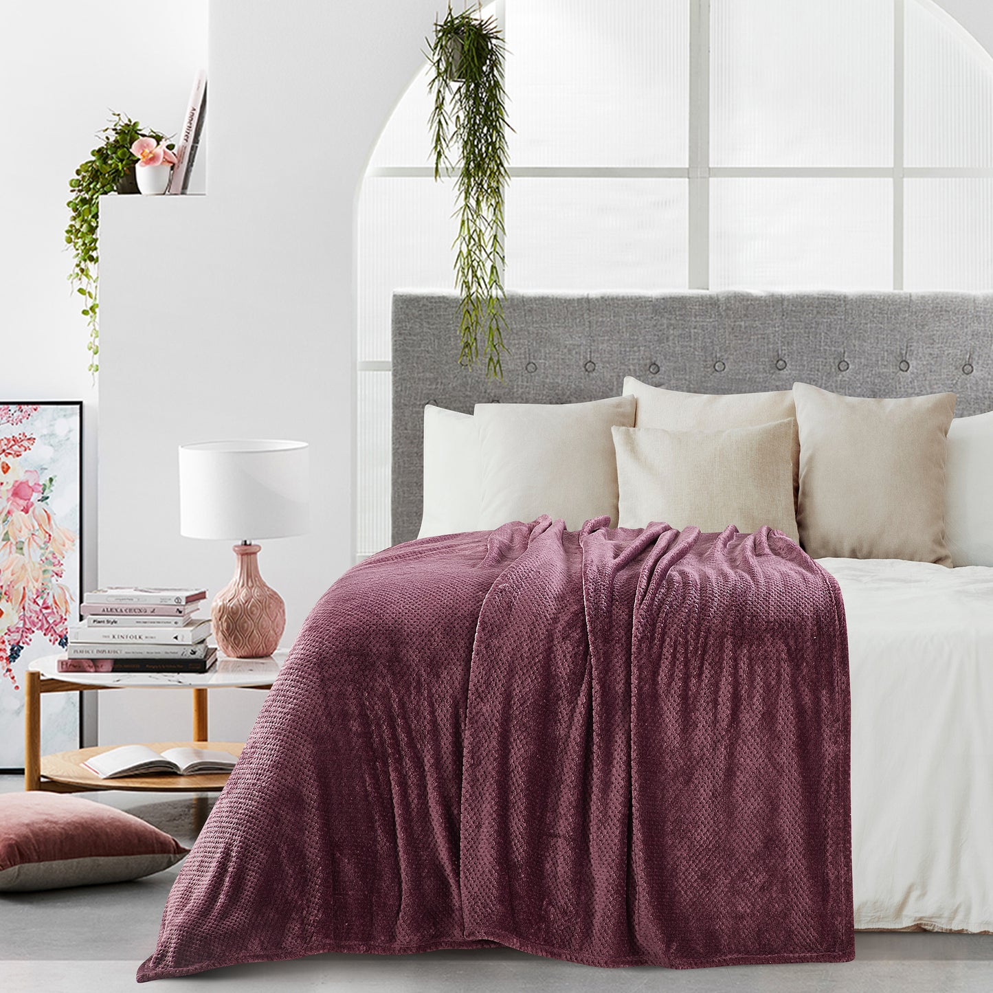 Classic Textured Fleece Blanket - Plum