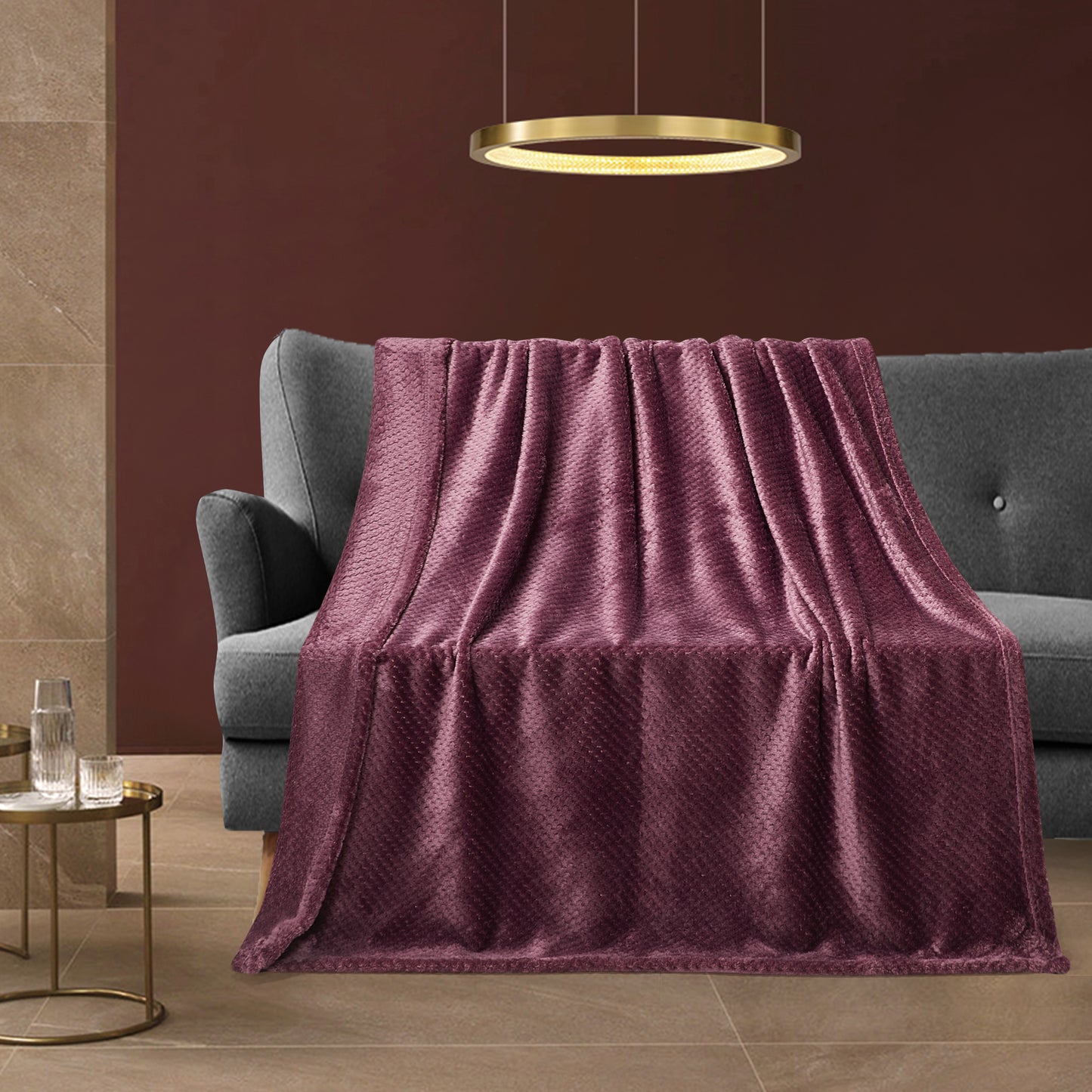 Classic Textured Fleece Blanket - Plum