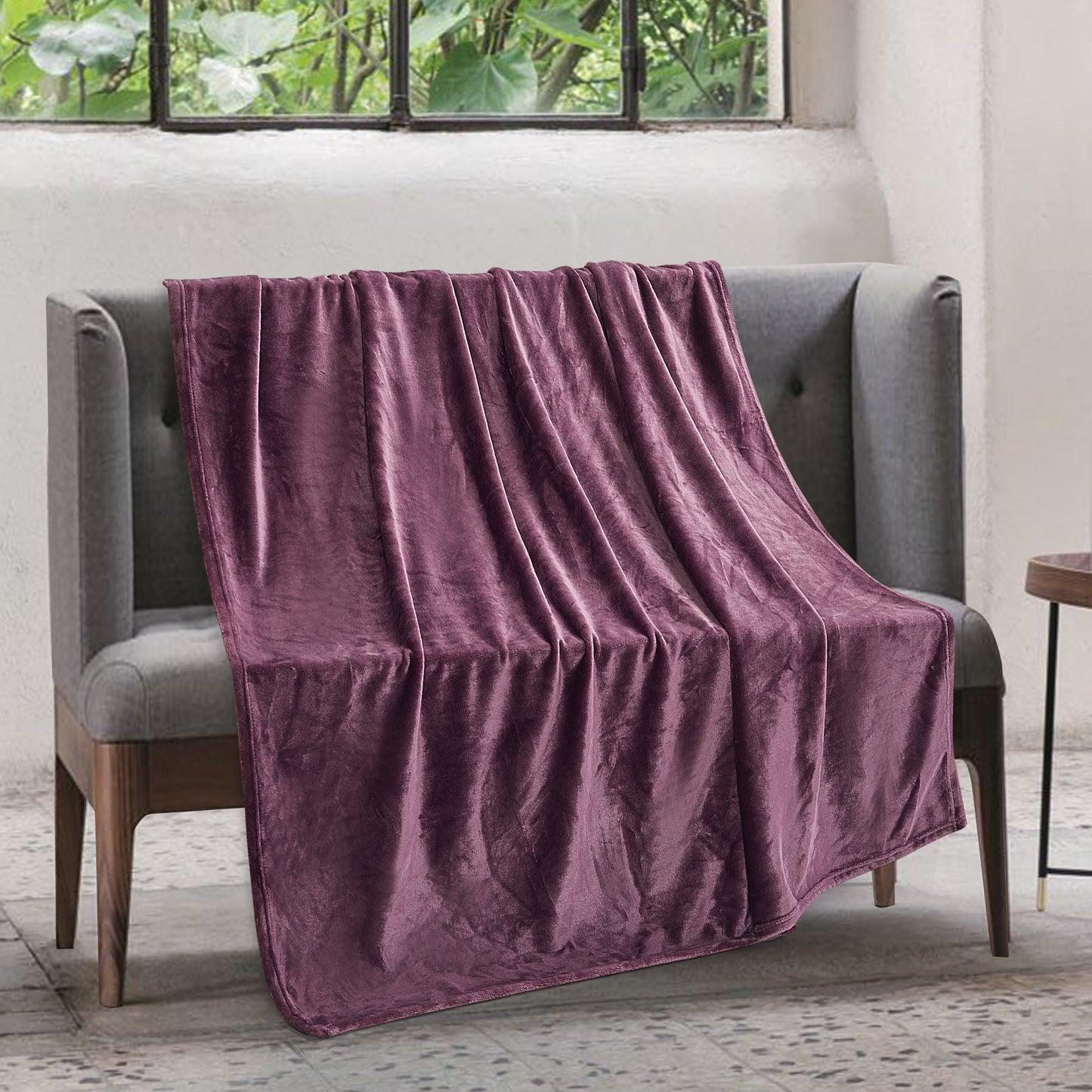 Classic Solid Fleece Throw - Plum