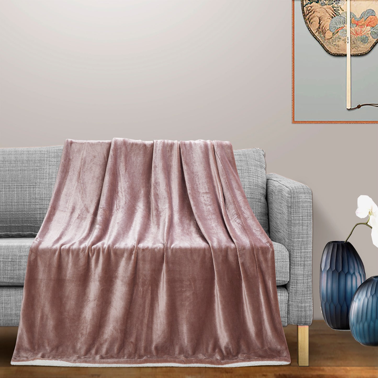 Classic Sherpa Throw - Saddle
