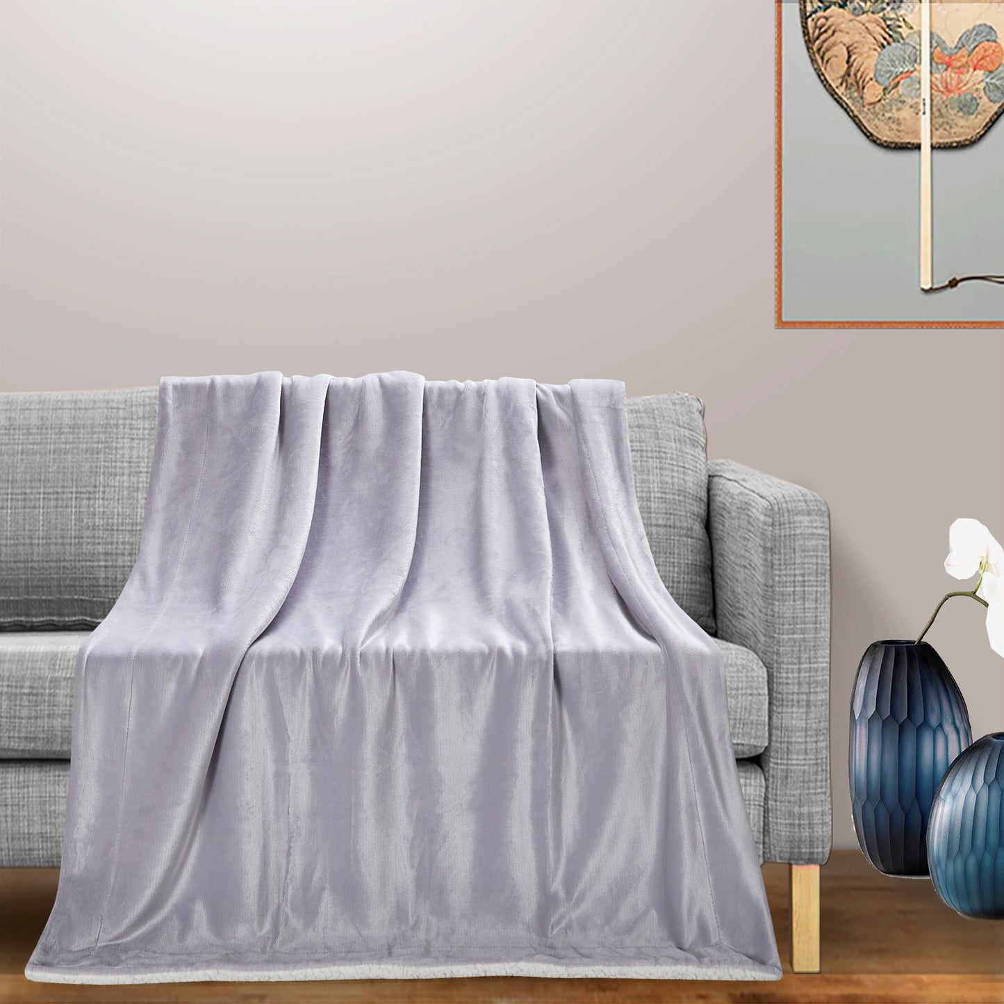 Classic Sherpa Throw - Silver