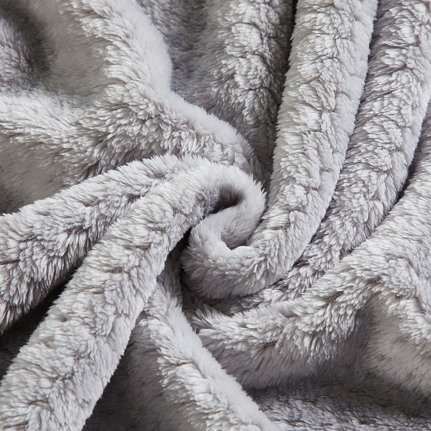 Classic Textured Fleece Throw - Silver