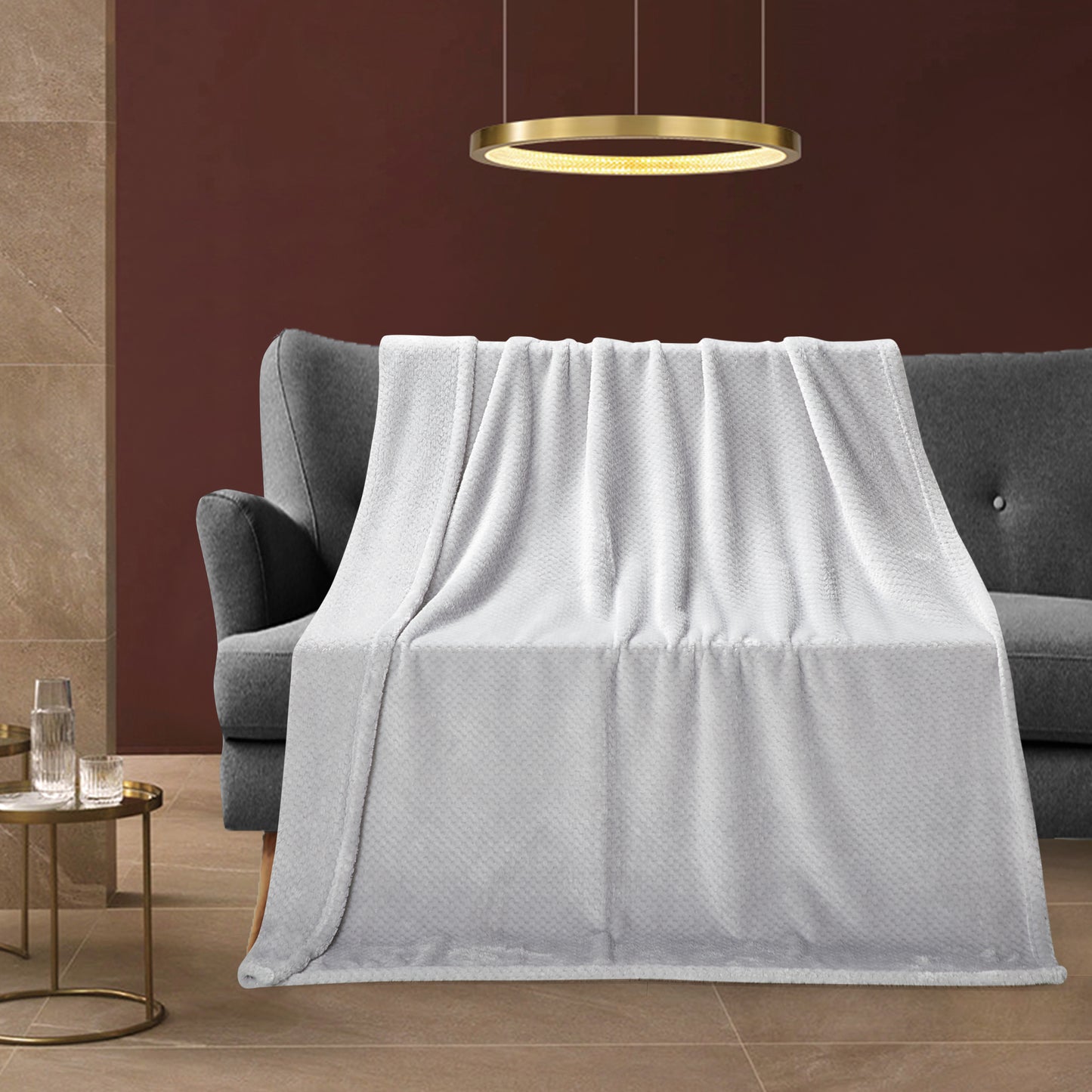 Classic Textured Fleece Throw - Silver