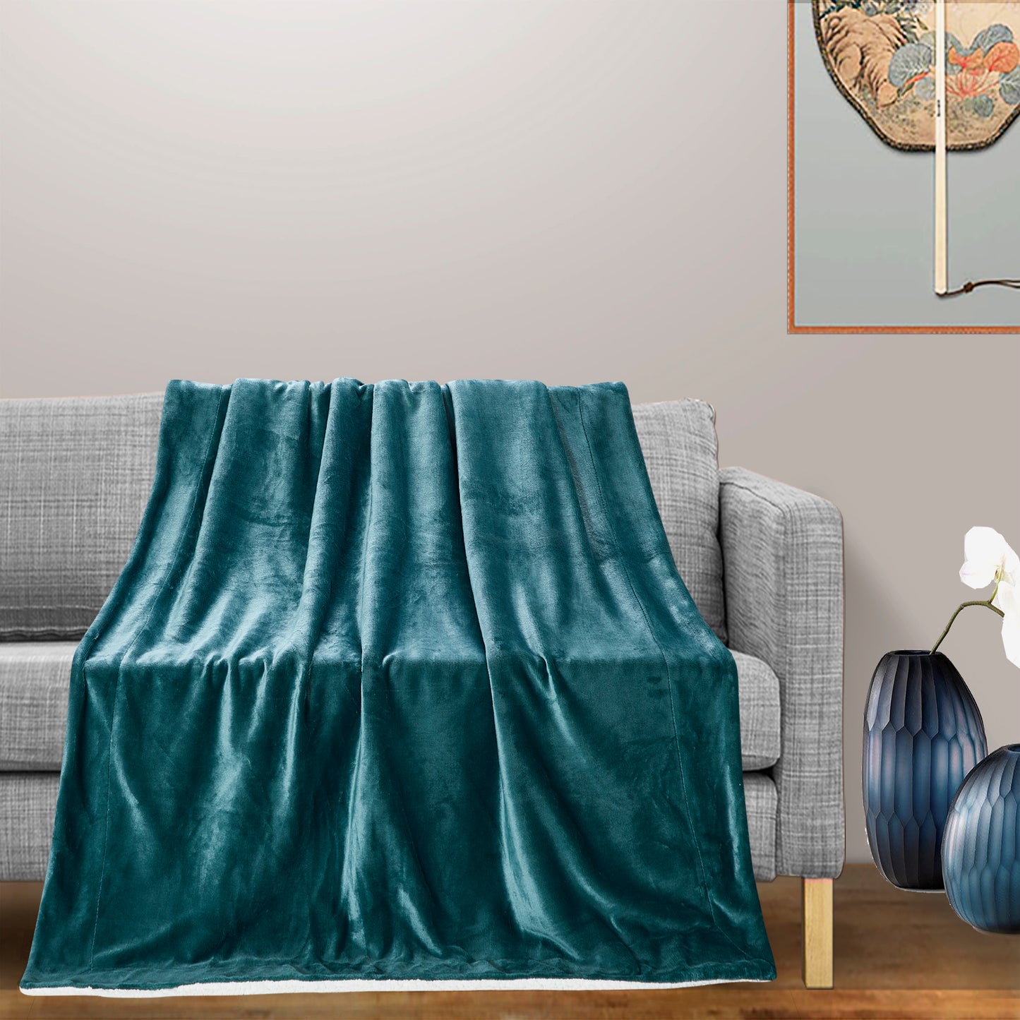 Classic Sherpa Throw - Teal
