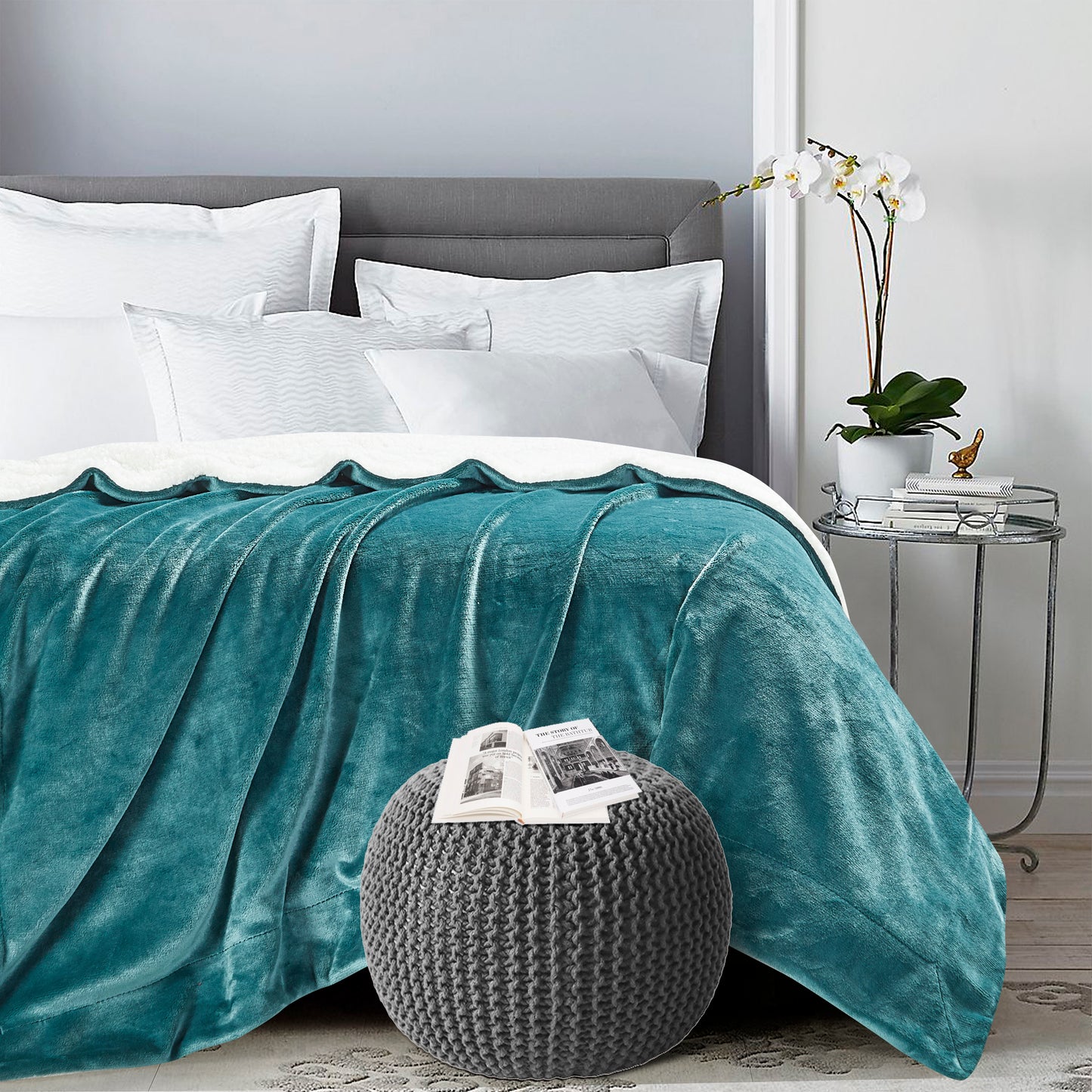 Classic Sherpa Throw - Teal