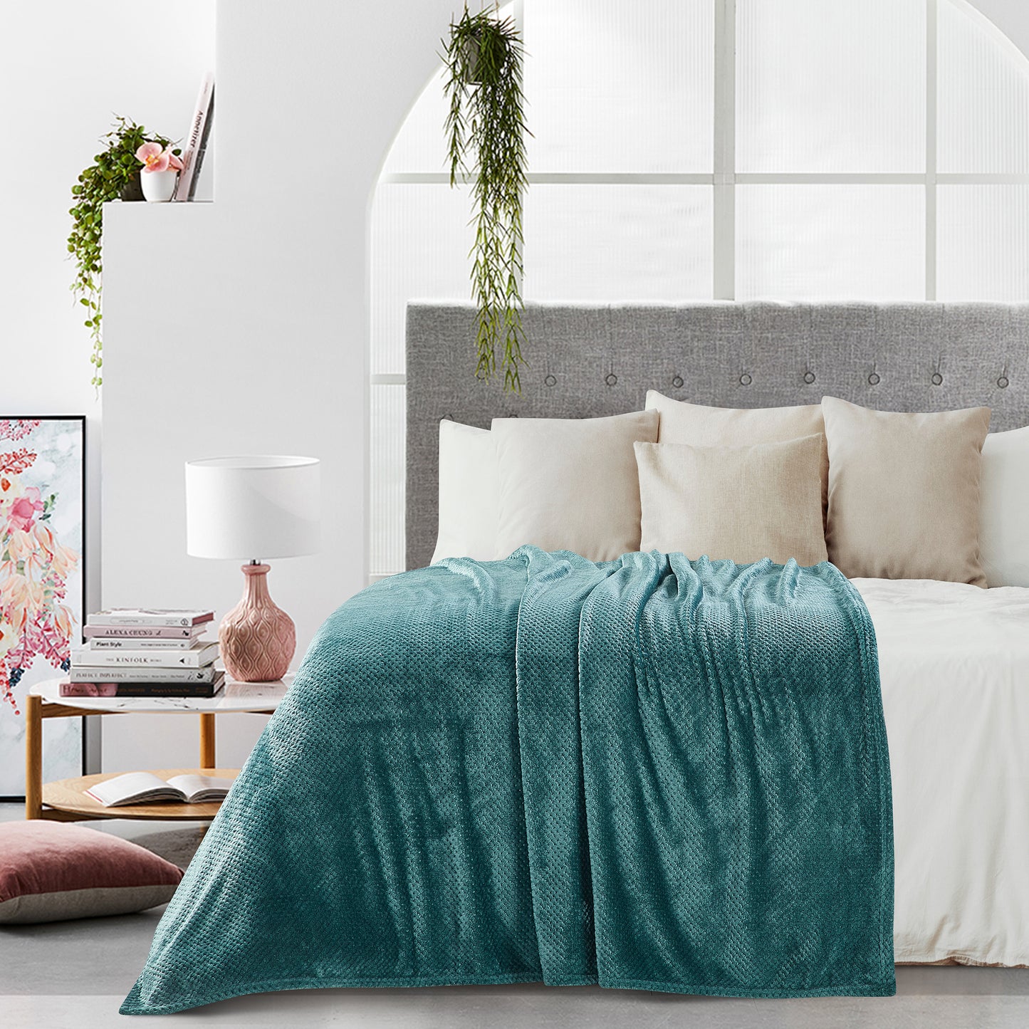 Classic Textured Fleece Throw - Teal