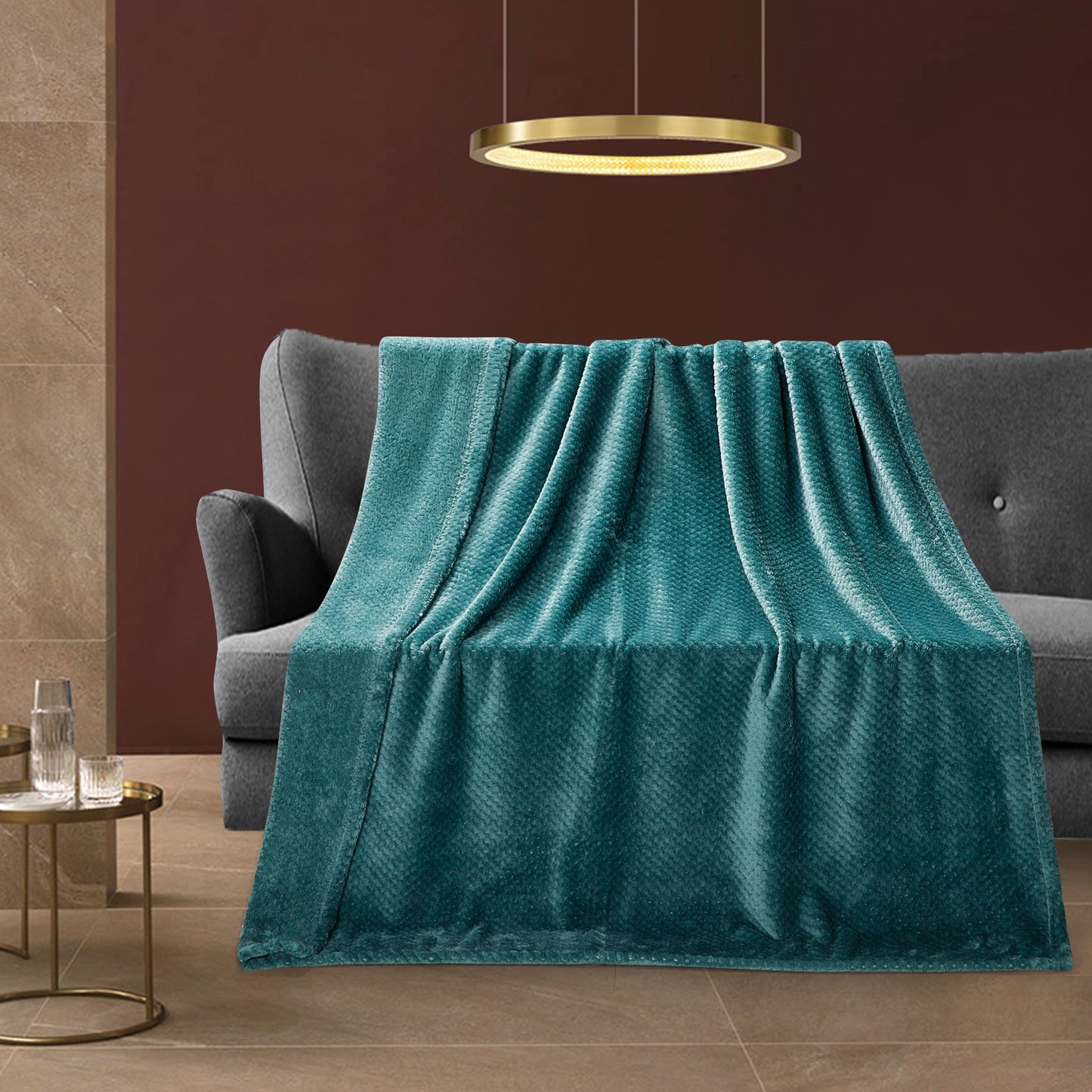 Classic Textured Fleece Throw - Teal