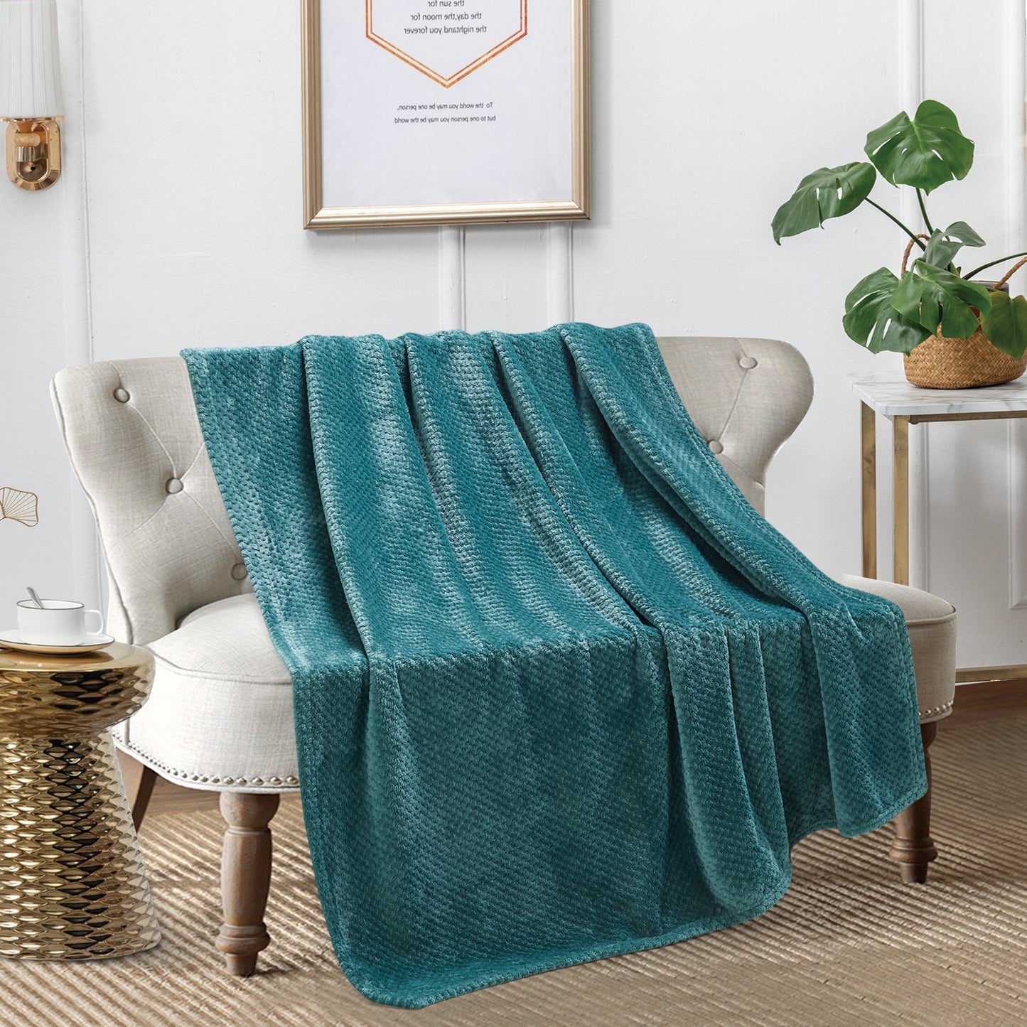 Classic Textured Fleece Blanket - Teal