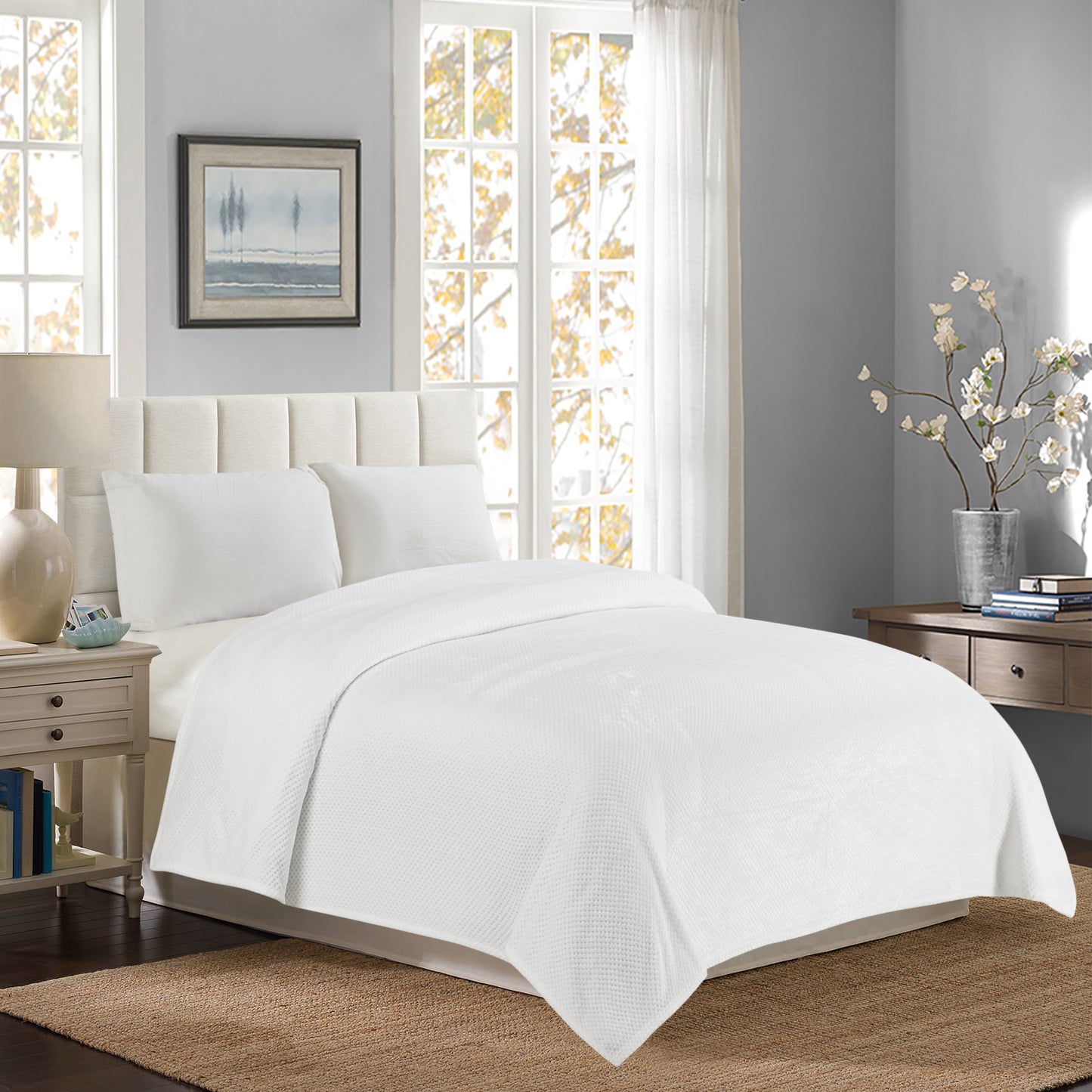 Classic Textured Fleece Throw - White
