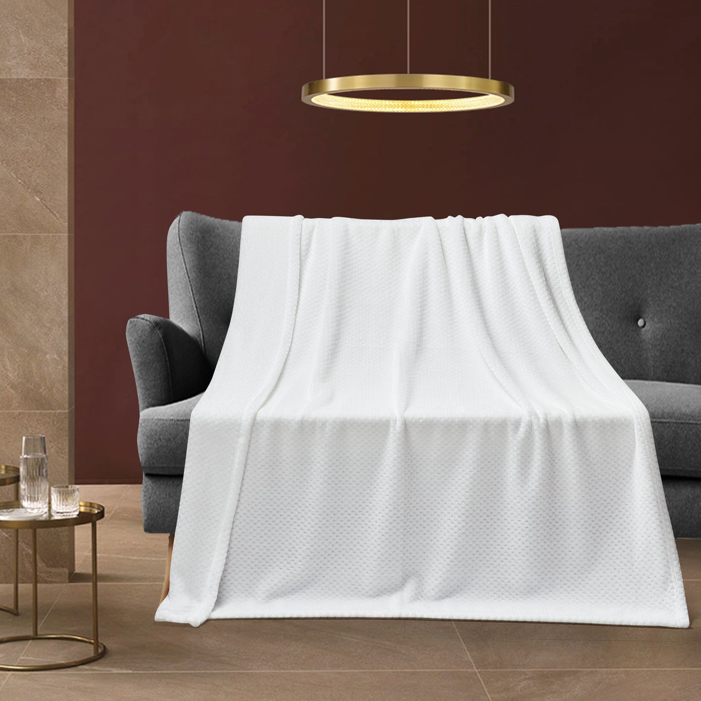 Classic Textured Fleece Throw - White