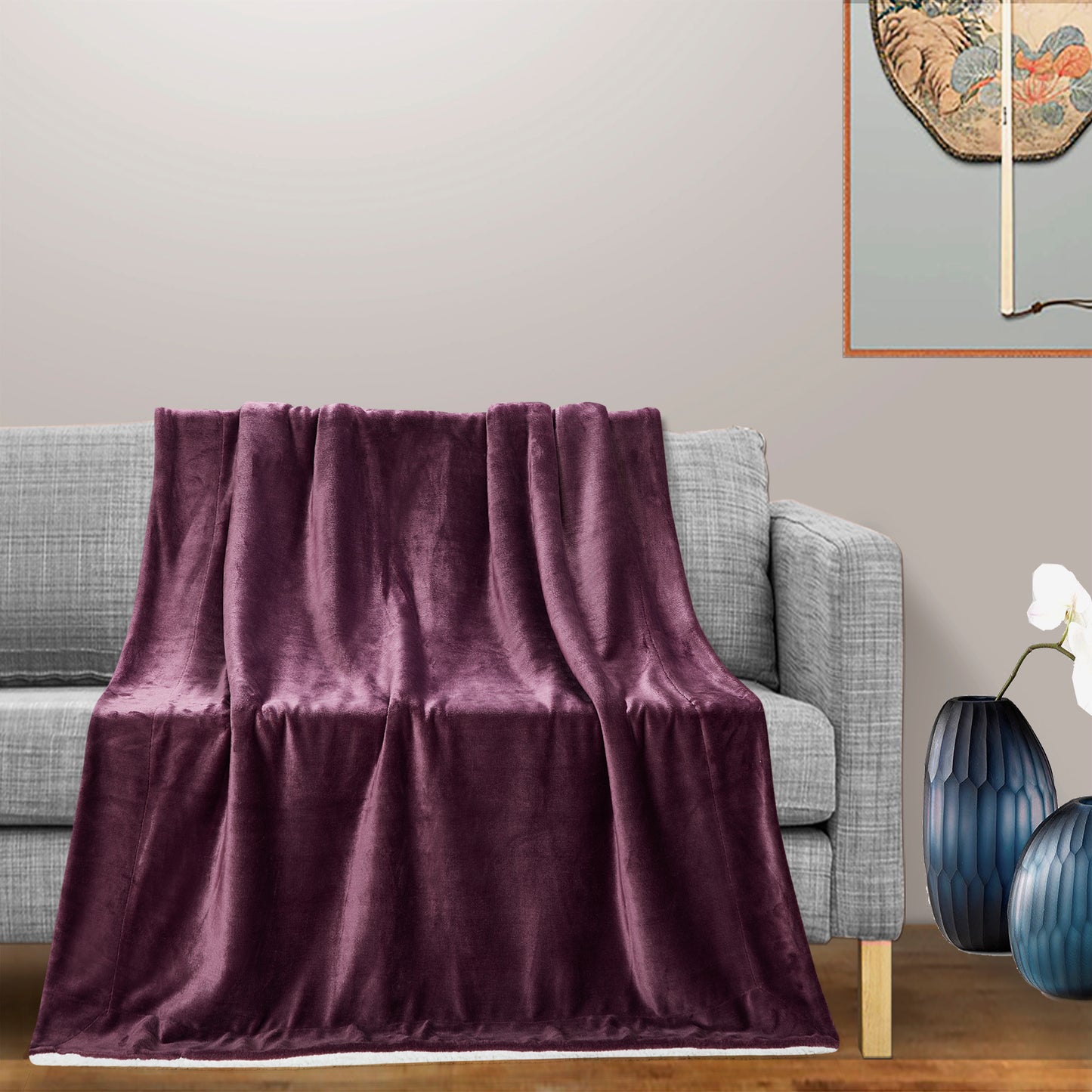 Classic Sherpa Throw - Plum
