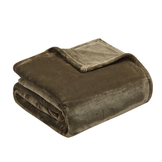 400 Series Solid Plush Blanket - Olive