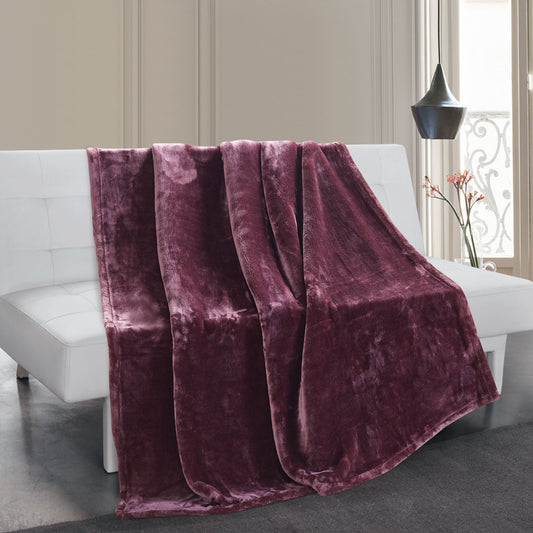 500 Series Heavy Solid Velvet Oversized Throw - Merlot