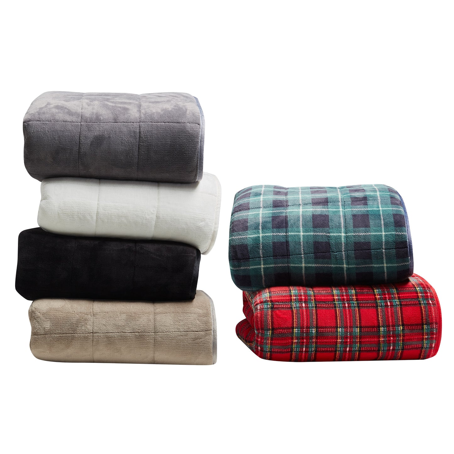 Weighted Blanket with Premium Glass Beads 10lbs - Plaid Black