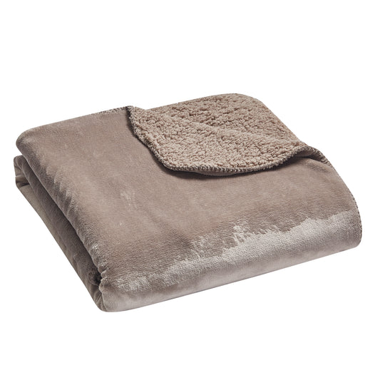 Solid Berber Velvet Oversized Throw - Taupe