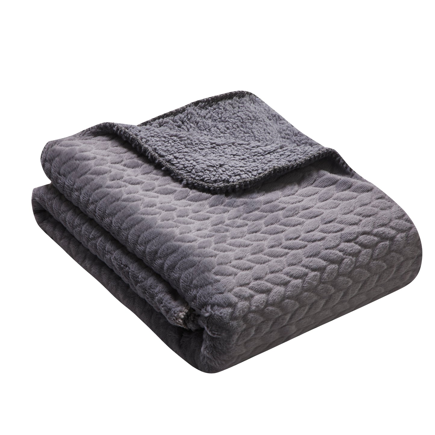 Etched Faux Fur Berber Throw - Gray