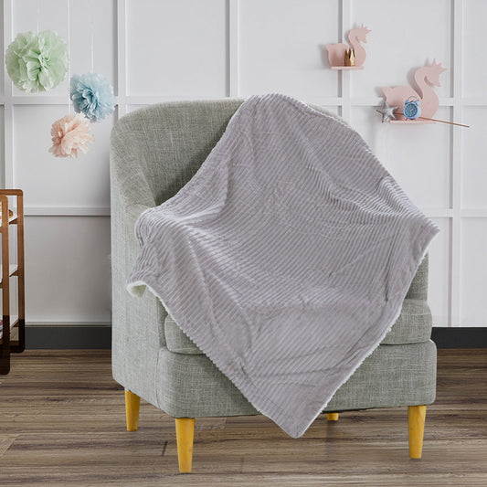 Mon Lapin by Thesis Textured Corduroy Embossed Baby Blanket - Silver